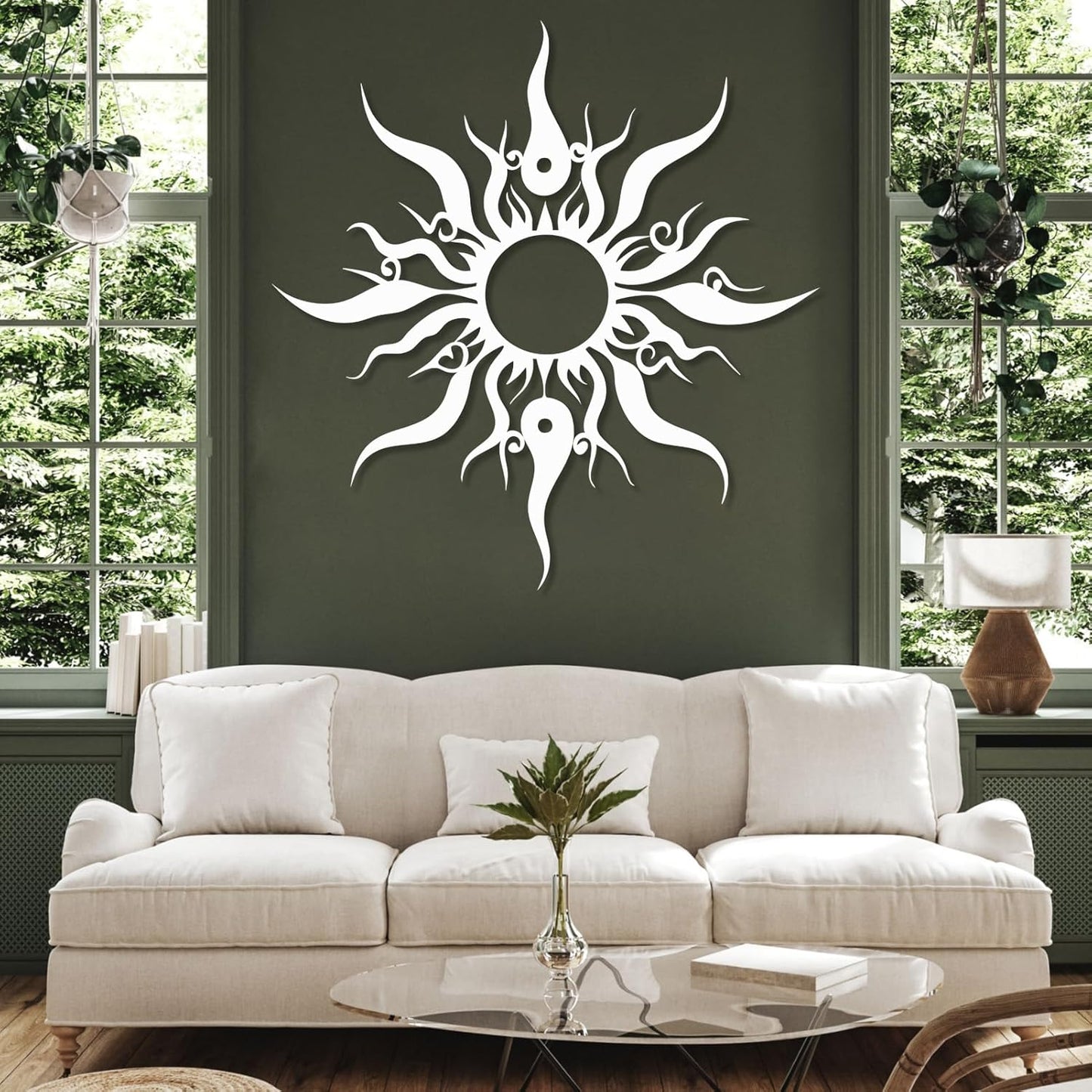 Hotuijxca Metal Wacky Sun Wall Art, Wacky Sun Metal Decor for Livingroom, Bedroom (Black, 35"x34"/90x87cm, metal wall art)