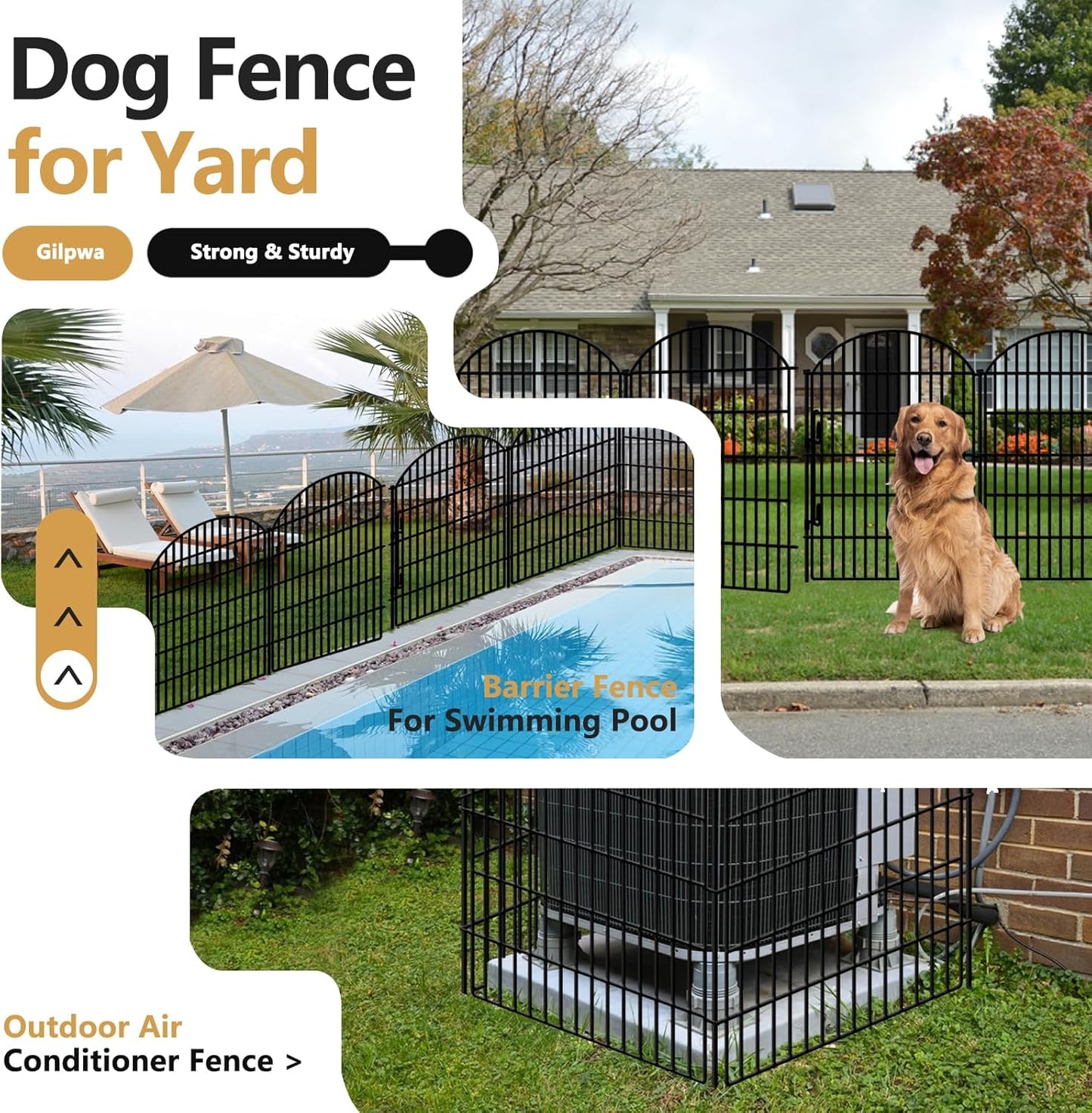 18 Panels No Dig Decorative Outdoor Garden Fence with Lock for Yard, 33in (H) x 40.16 (L) Animal Barrier Fencing Rustproof Metal Wire Panel Border for Dog, Rabbits, and Patio Temporary Ground Stakes