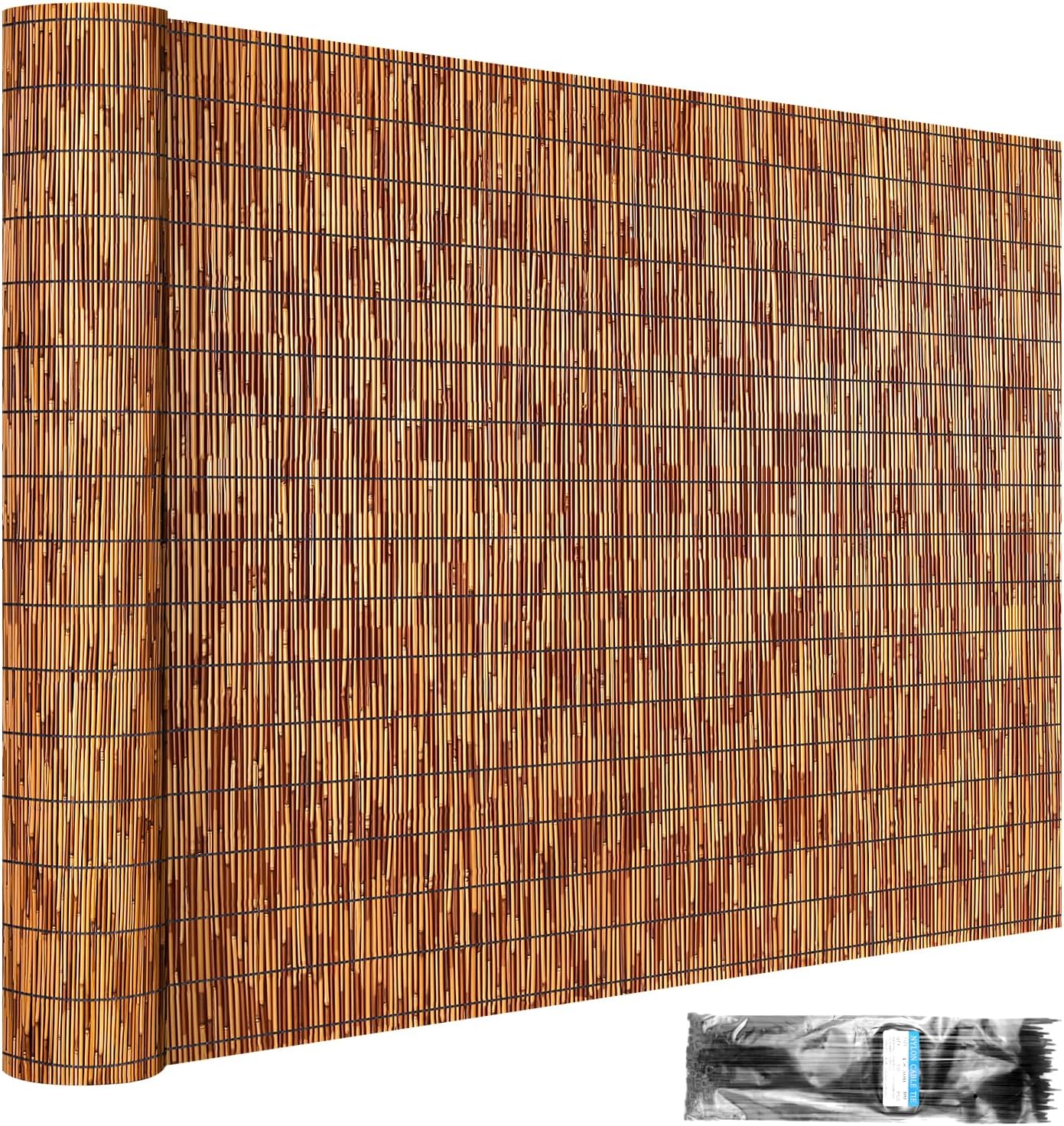 ZNCMRR Natural Reed Fencing Rolls,4FT X 16.4FT Reed Screen Curtain Balcony Reed Fence for Outdoor Backyard Patio(Brown)