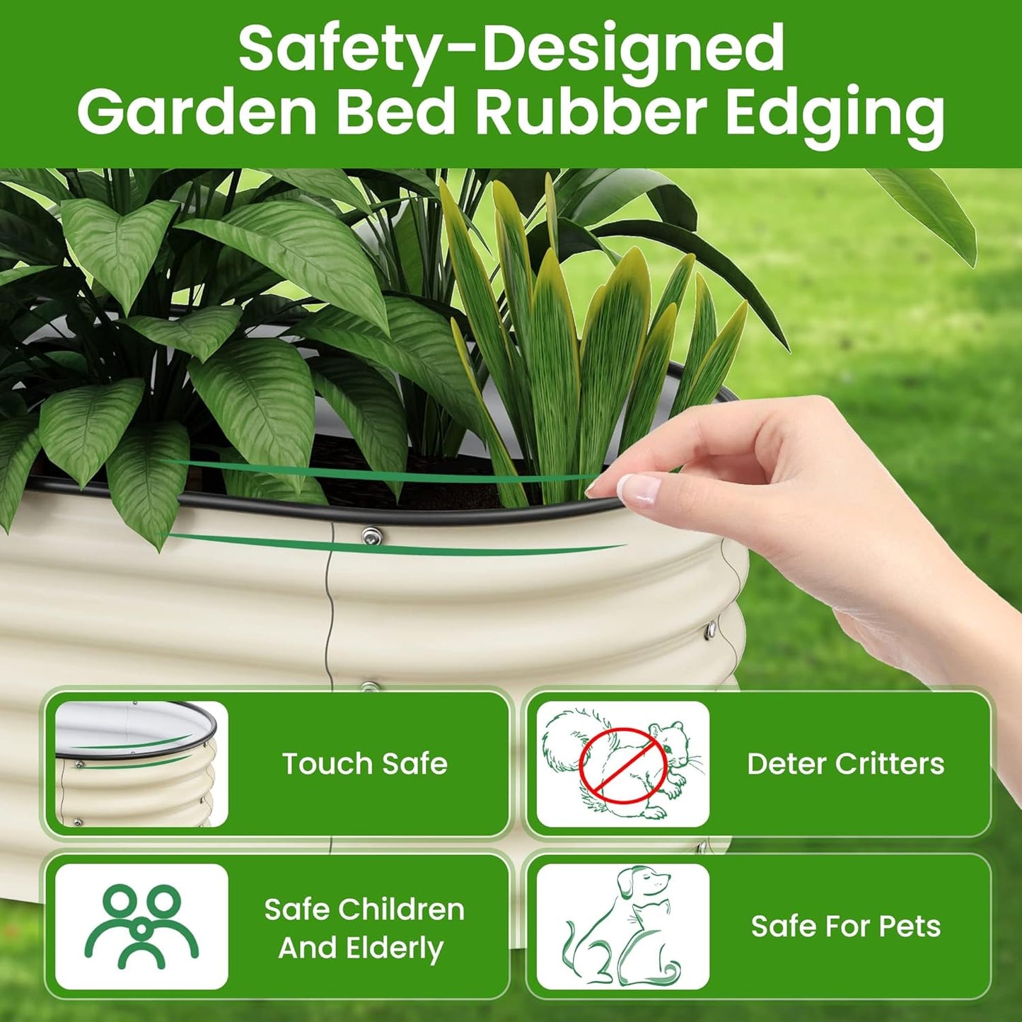 Raised Garden Beds 8 X 2 X 1.4Ft, Galvanized Raised Garden Beds Outdoor Planter Box for Vegetables, Gardening, Flowers, Fruits etc (Ivory)