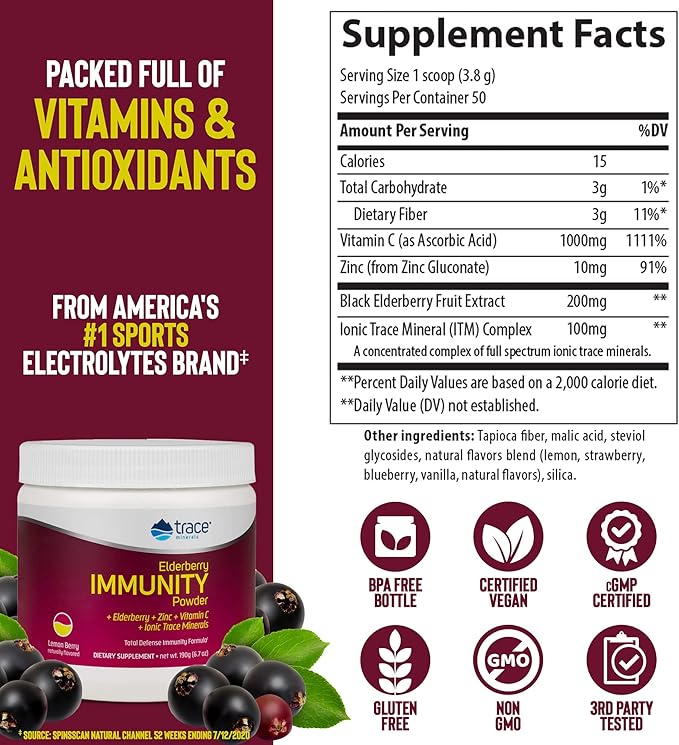 Trace Minerals | Elderberry Immunity Powder 6.7 oz