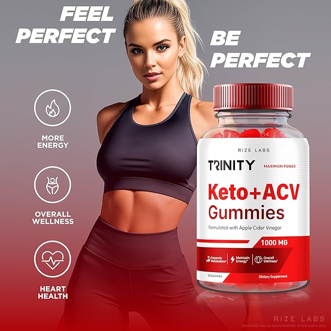 Trinity Keto+ACV Gummies for Advanced Weight Loss, All Natural Apple Cider Vinegar Supplement, 500 mg (60 Gummies)