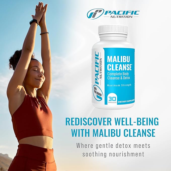 Full Body Detox - Malibu Cleanse Complete Body & Intestinal Cleanse with Senna Leaf, Cascara Sagrada Bark & Aloe Vera - Natural Detox for Men’s & Women’s Health, 30 Capsules
