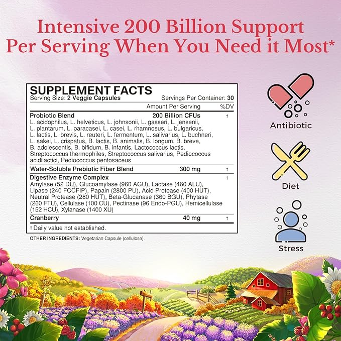VITALITOWN Women’s Probiotics 200 Billion 30 Strains 60 ct