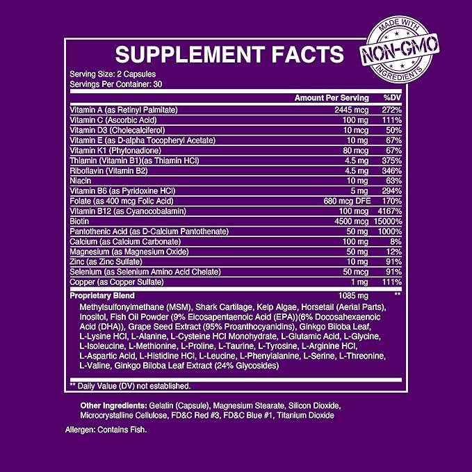 The Mane Choice MANETABOLISM Plus Healthy Hair Growth Vitamins - Supplements for Longer, Thicker, Healthier Hair - Hair Skin & Nails Vitamins for Women & Men (60 Capsules) Packaging May Vary
