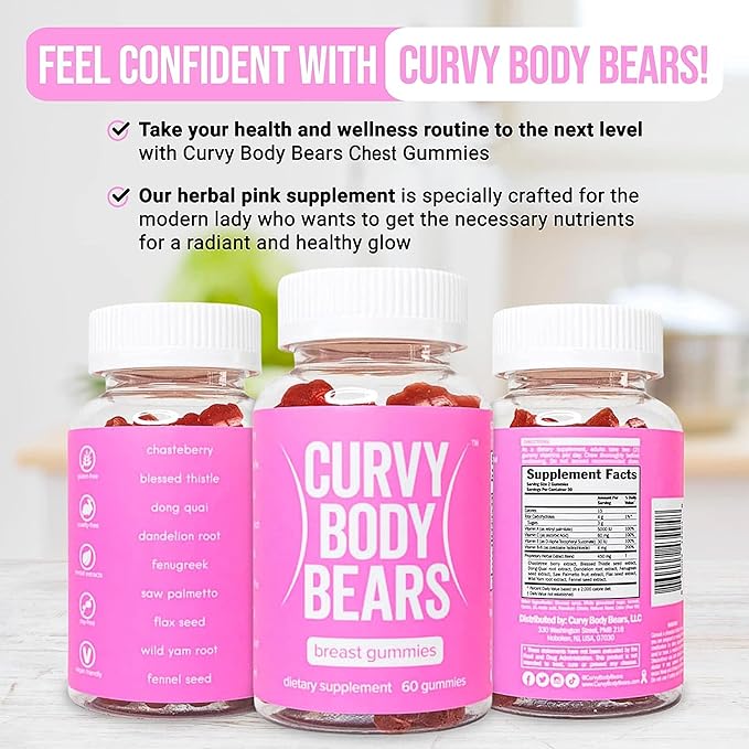 Chest Gummies for Women | Workout Support Gummies | Women’s Fitness Supplement | with Essential Herbs, Vitamins, Multivitamins, Fenugreek, and Ginseng | Berry Flavored | (60 Gummies)