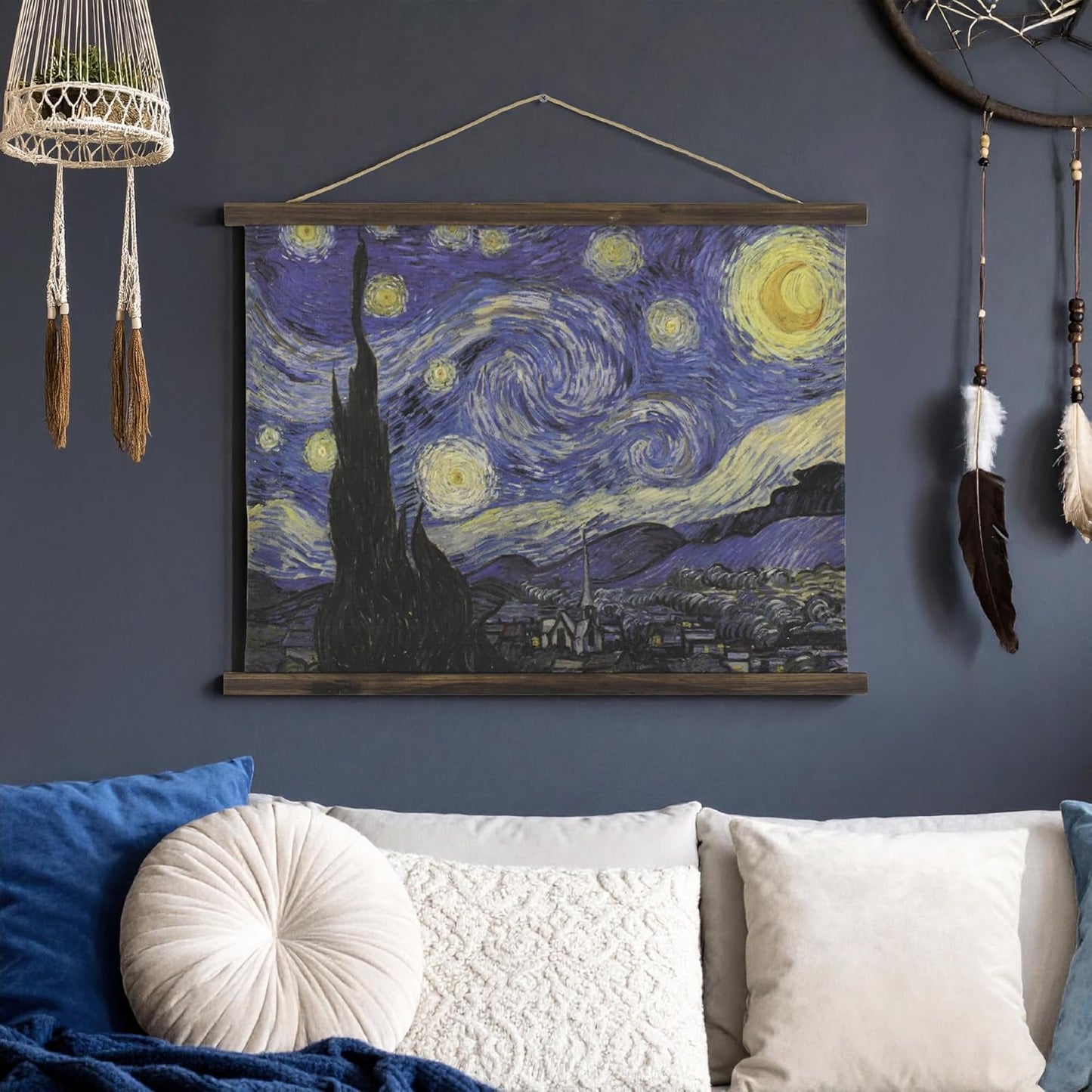 American Art Decor The Starry Night Over the Rhone Tapestry Wall Art by Vincent van Gogh