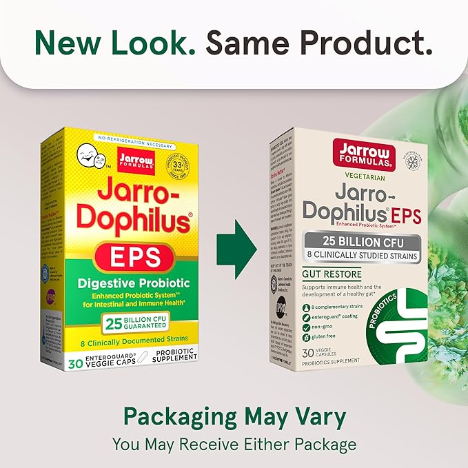 Jarrow Formulas Jarro-Dophilus EPS Gut Restore 25 Billion 8 Clinically-Studied 30 Veggie 30 Day