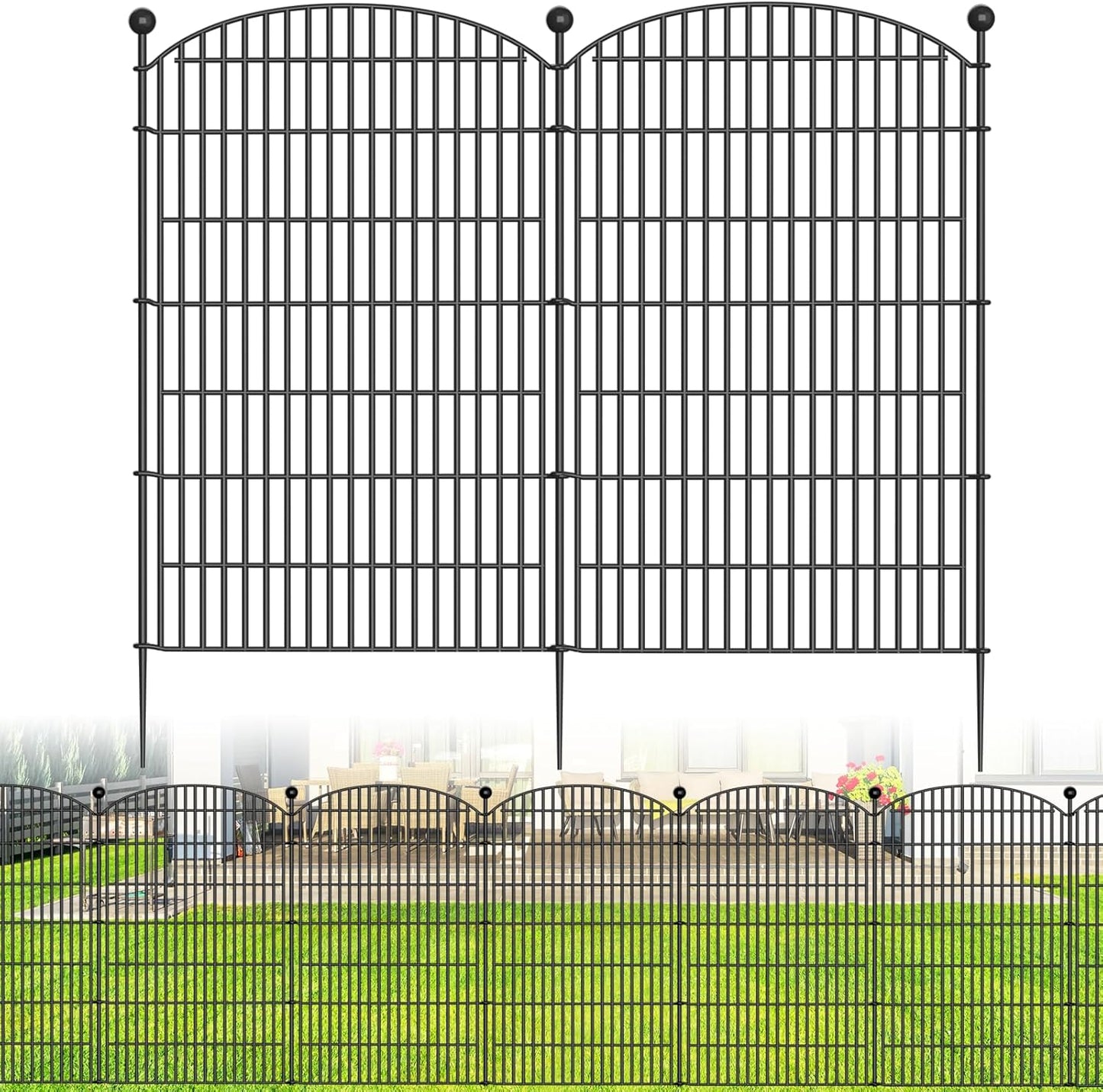 16 Panels Decorative Garden Fence - 48 in (H) x 41.6 ft (L) 16 Panels - Dog Fence Outdoor for Yard,Rustproof Metal Animal Barrier Ground Stakes Fencing for Garden, Patio, Flower Bed