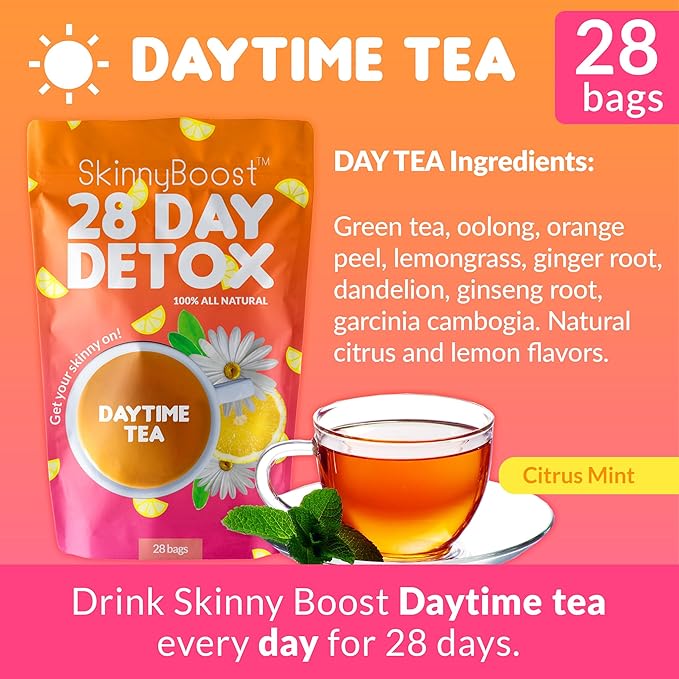 28 Day Detox Tea Kit- (2 PACK) - 2 Daytime Teas, 2 Evening Detox Teas Non GMO, Vegan, All Natural Detox and Cleanse