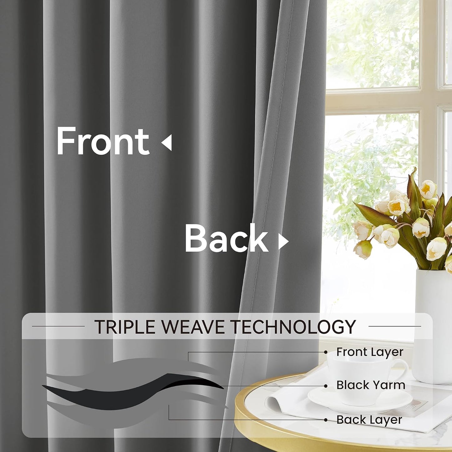 KangBang Neutral Gray Blackout Curtains for Bedroom 2 Panels, Light Blocking Pinch Pleat Vertical Drapes with Hooks for Flat/Apartment Office, Solid Privacy Elegant Modern Decor,40x84 Inch