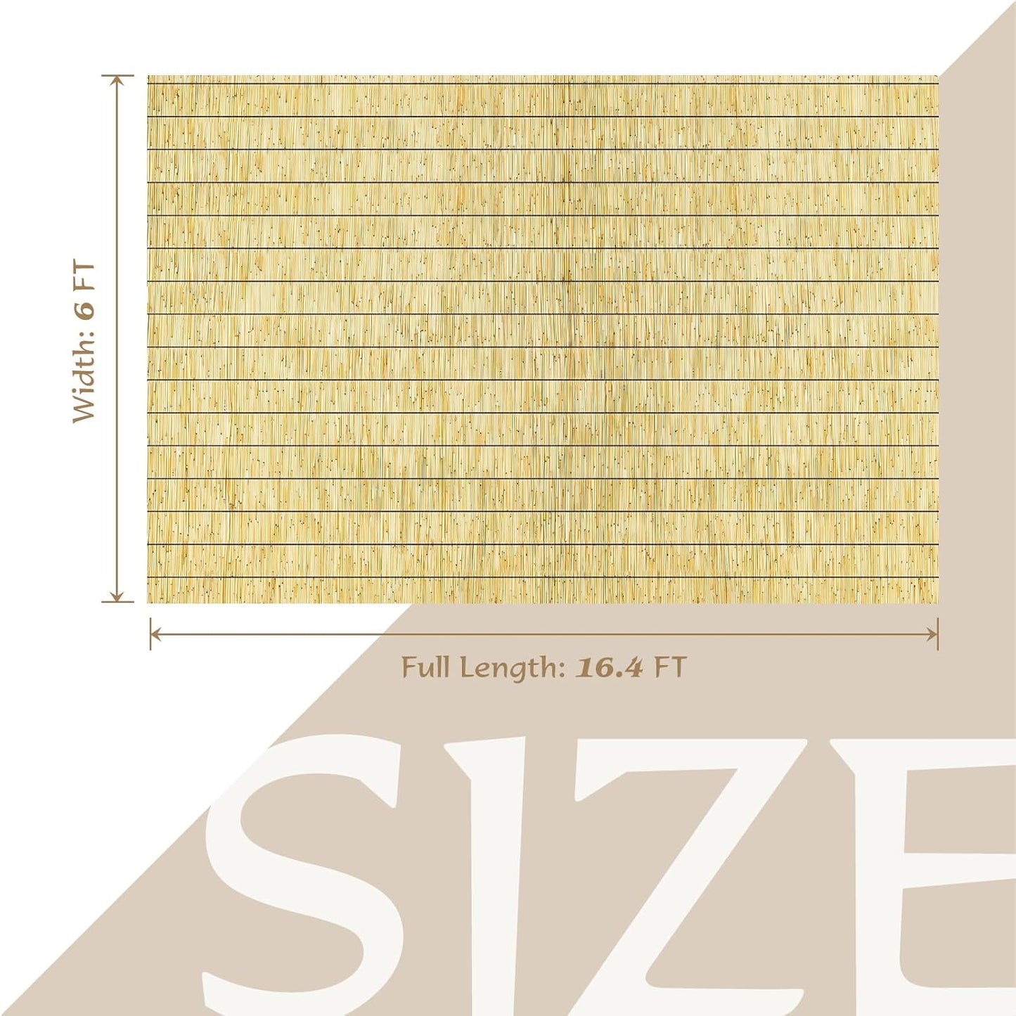 Natural Reed Fencing Rolls,6FT X 16.4FT Reed Screen Curtain Fence Covering Privacy Bamboo for Outdoor Backyard Patio(Yellow)