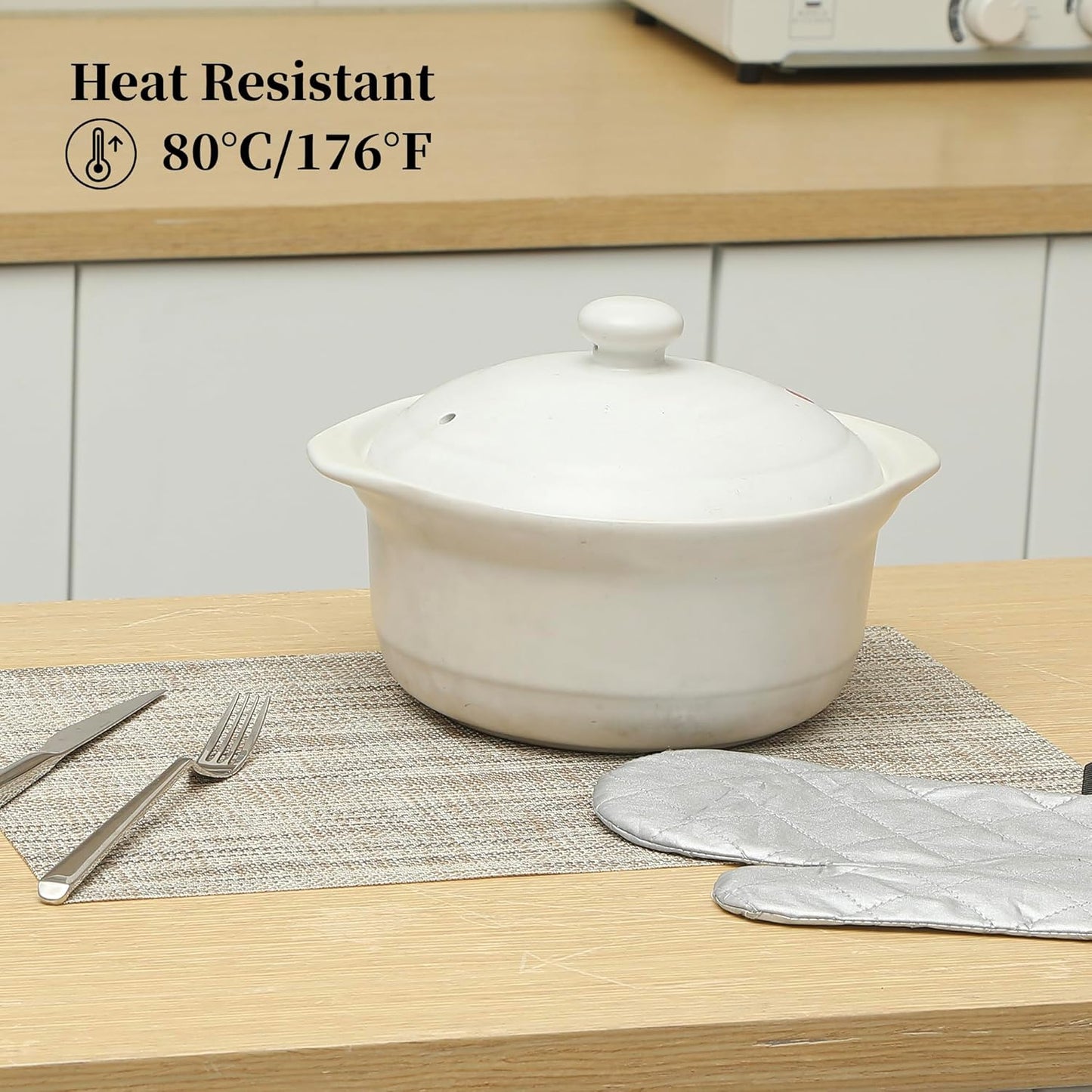 Leetaltree Linen Yellow Placemats Set of 4 - Heat Resistant Non-Slip Place mats for Dining Table, Washable Durable PVC Vinyl Woven Table Mats(Linen Yellow, 4)