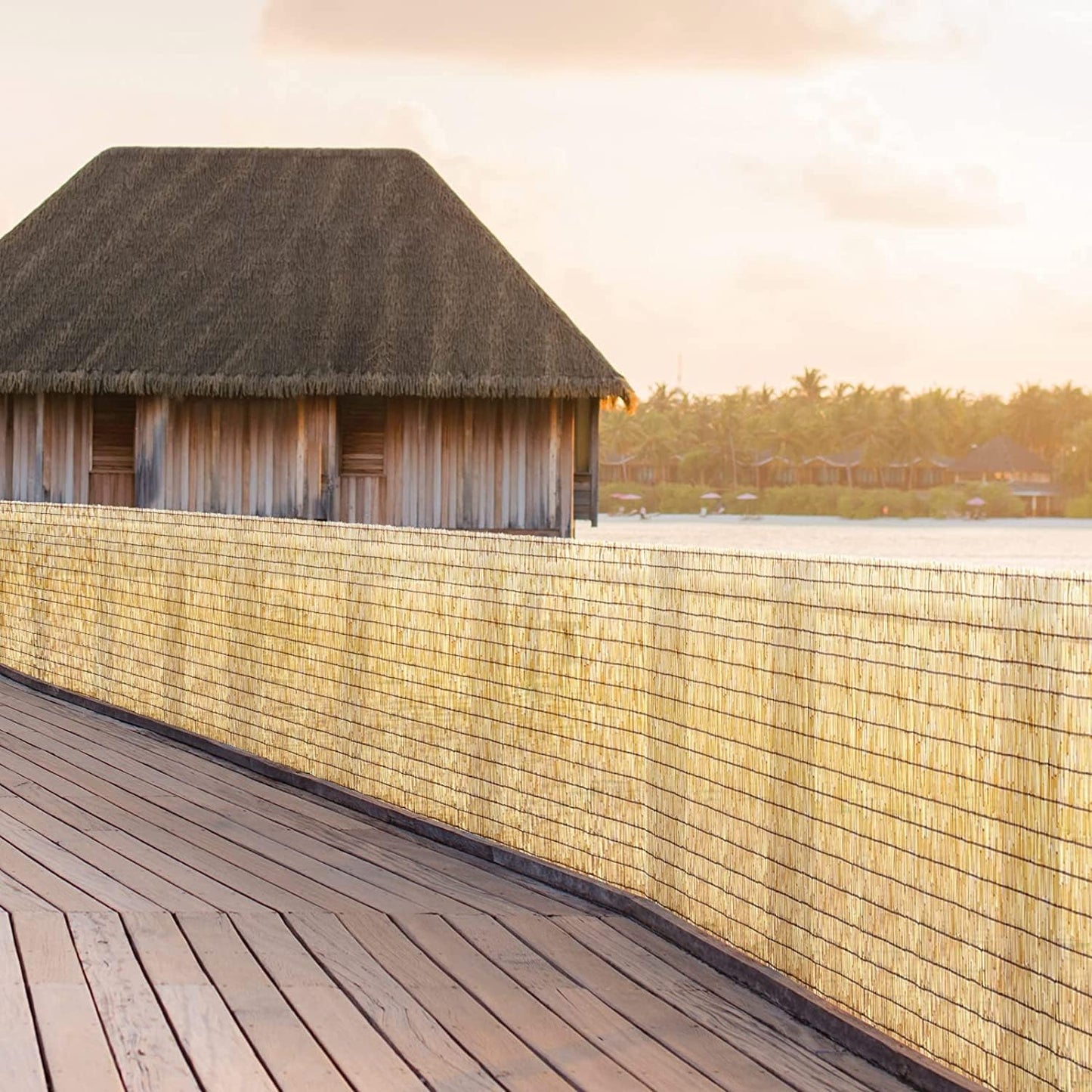 Natural Reed Fencing Rolls,5.5FT X 16.4FT Reed Screen Curtain Fence Covering Privacy Bamboo for Outdoor Backyard Patio(Yellow)