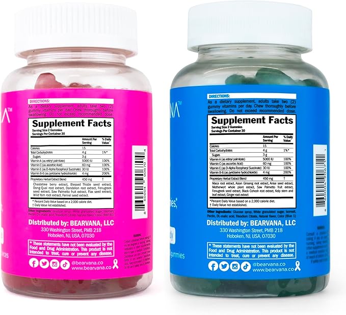BEARVANA Bum & Chest Support Gummies for Women | Workout Enhancement | Berry Flavored | Essential Herbs | Multivitamins | Combo Pack Growth Gummies | Women’s Fitness Supplement (120 Count)