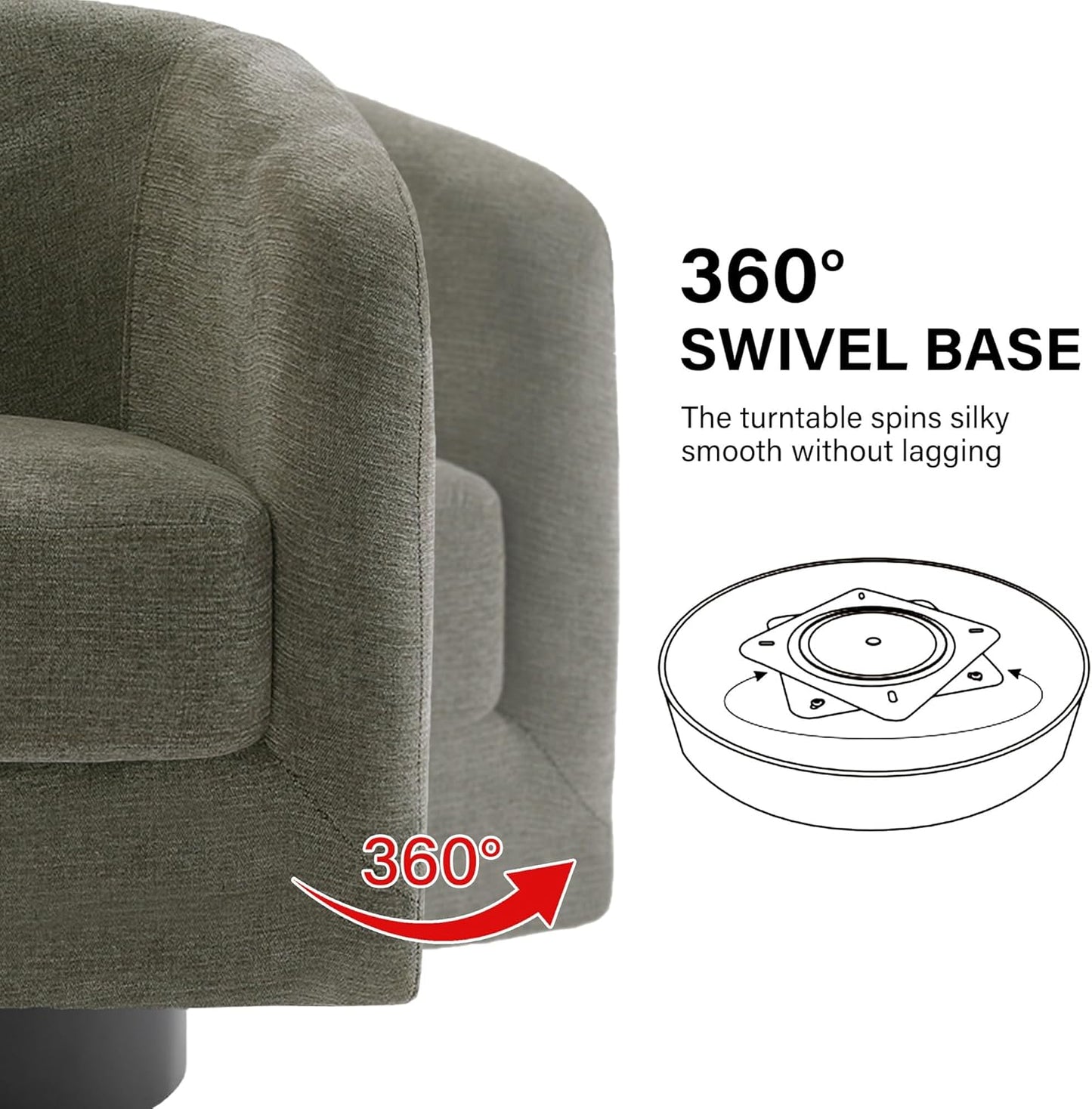 Swivel Barrel Accent Chair, Modern Round Chenille Fabric Arm Chair for Living Room, Bedroom, Comfy Club Reading Chairs for Adults(Chenille Fabric, Tan, Set of 2