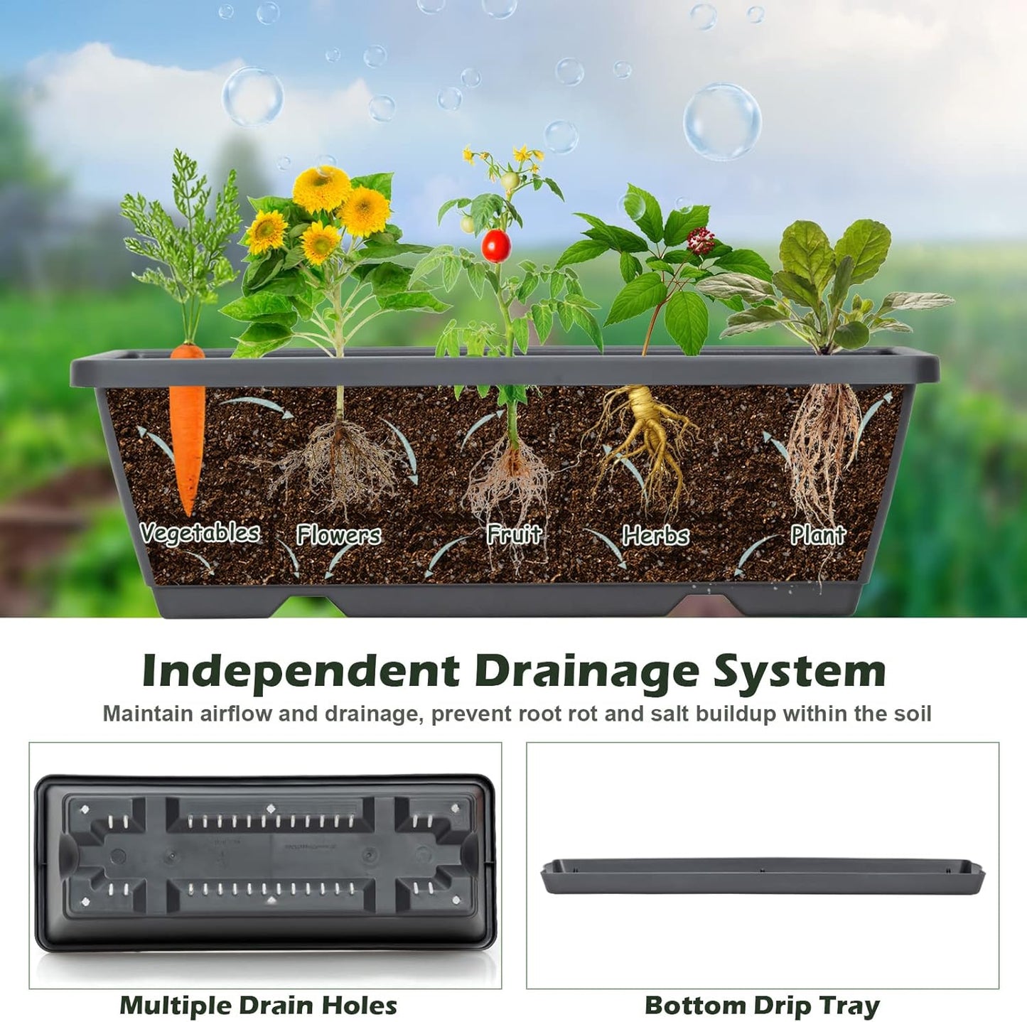 S AFSTAR 5-Tier Vertical Garden Planter, 5-Layer Raised Garden Bed with 5 Detachable Planter Boxes & Metal Frame, Indoor Outdoor Elevated Planting Containers for Flower Vegetables Fruit Herbs