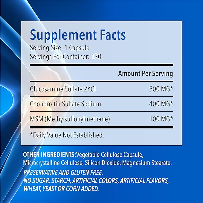Glucosamine + Chondroitin + MSM 3-in-One 120 Count 8 Month