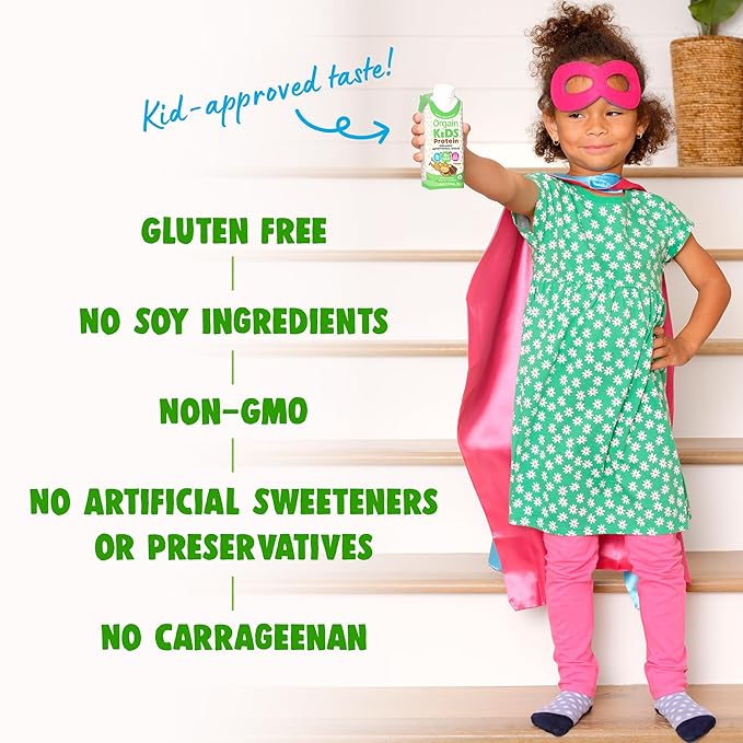 Orgain Organic Kids Nutritional Protein Shake, 8g Dairy 3g Fiber, 22 Vitamins 8.25 Fl 12)