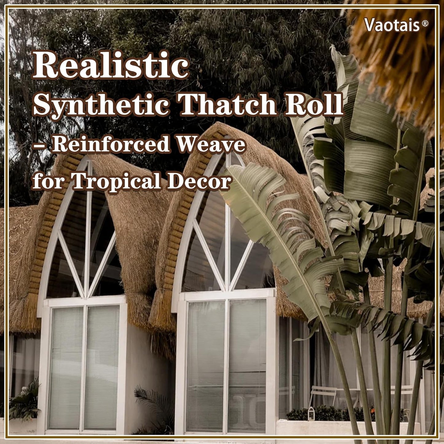 Realistic Synthetic Thatch Roll Sun-Bleached Yellow - 18 & 30 Inch Widths - Reinforced Weave for Mexican Palapa, Tiki Bars, Hawaiian Parties & Patio Decor (30 Inch Width x 20 Feet Length)
