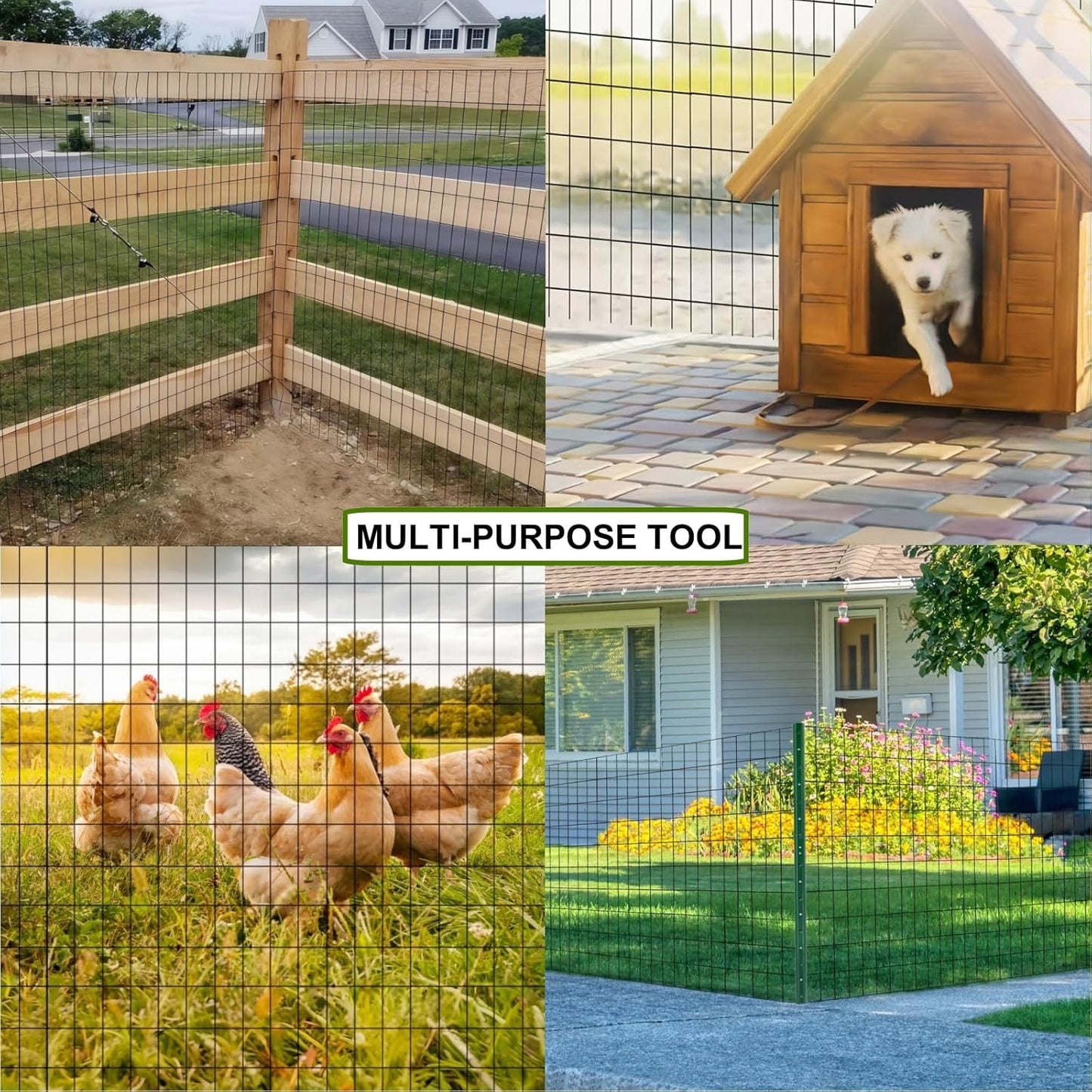 Wire Fence 36in x 50ft, 2 x 3 Inch 16GA, Garden Fence Garden Border Fencing Roll Vinyl Coating Metal Wire Mesh Hardware Cloth for Yard Vegetable Plant Protection Poultry Netting