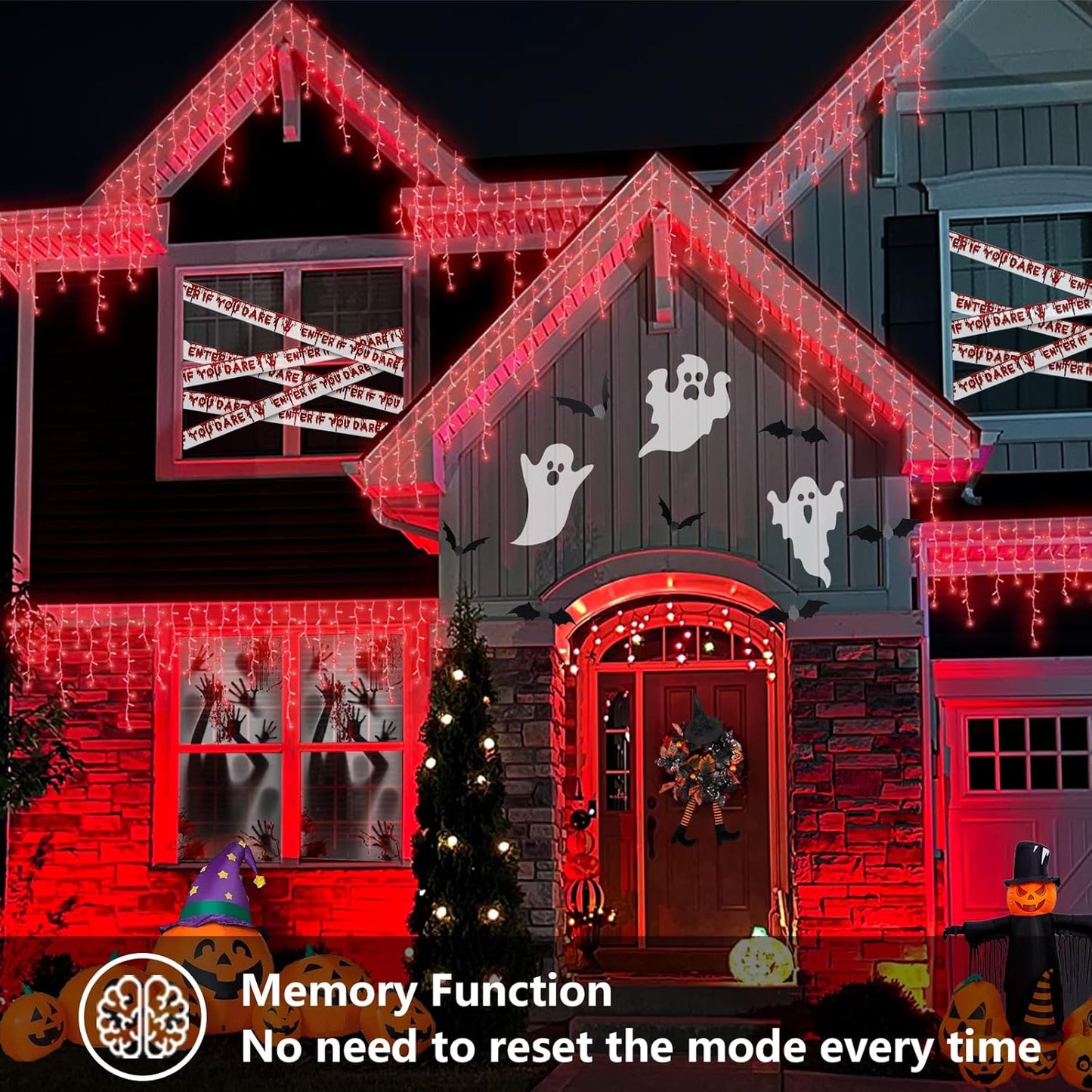 YEGUO Icicle Lights for Outside, 66ft 800LED Red Halloween Lights with 8 Modes, Connectable Icicle Halloween Lights Outdoor Waterproof