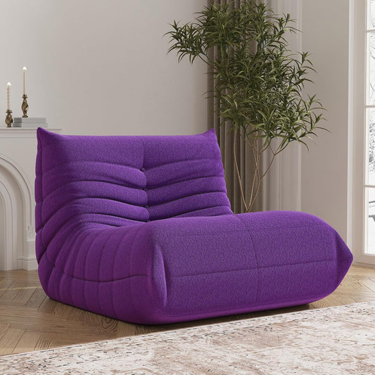 Bean Bag Chair, Fireside Chair Bean Bag Sofa Large Bean Bag Chair for Adults, Bean Bag Chairs for Teens with High Density Comfortable Foam, Memory Foam Bean Bag for Living Room, Bedroom (Purple)