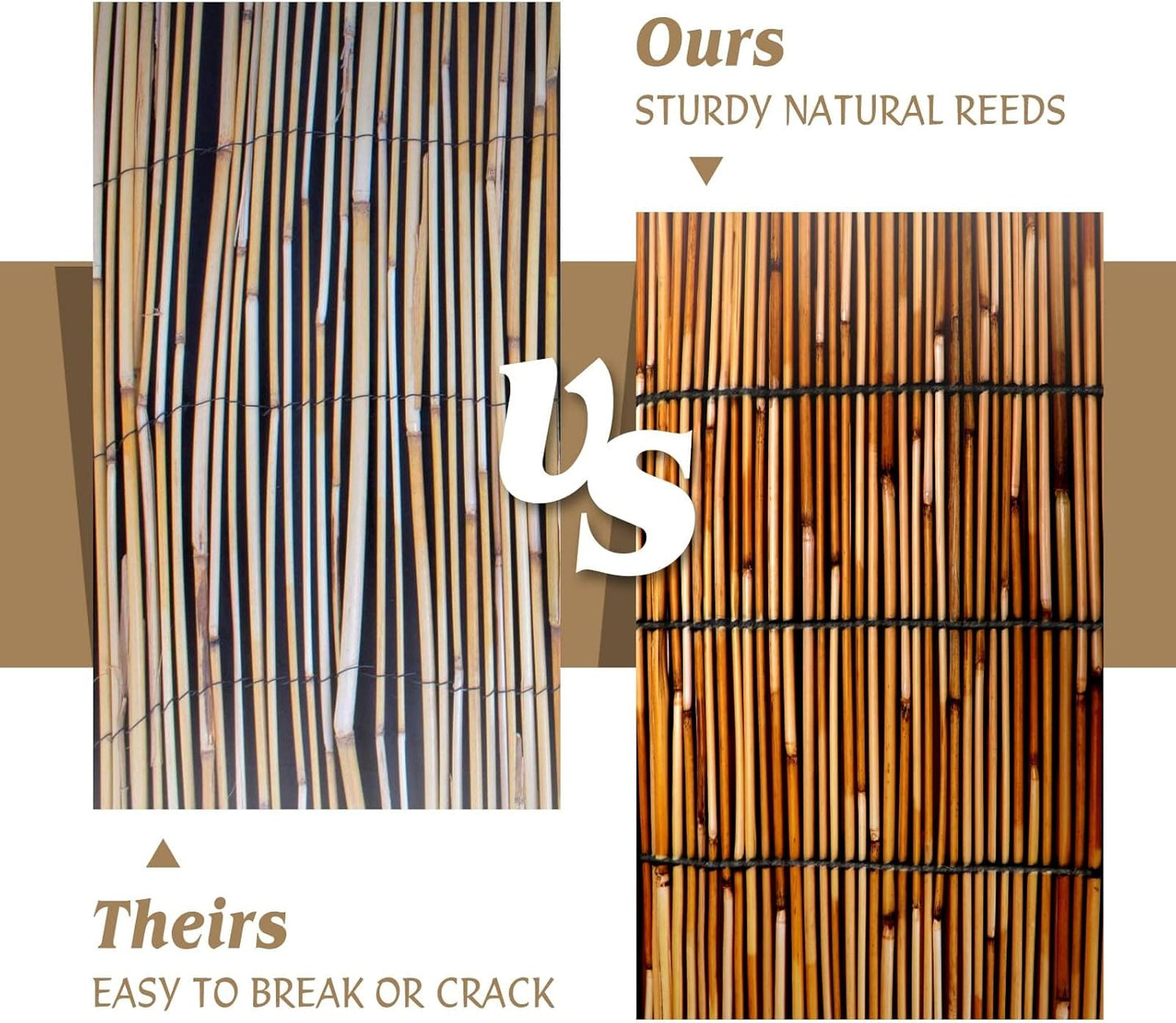 ZNCMRR Natural Bamboo Fencing 6 Feet High Privacy Fence Reed Fencing Rolls Screen Curtains for Balcony Patio Shades Garden Backyard Outdoor (Brown)