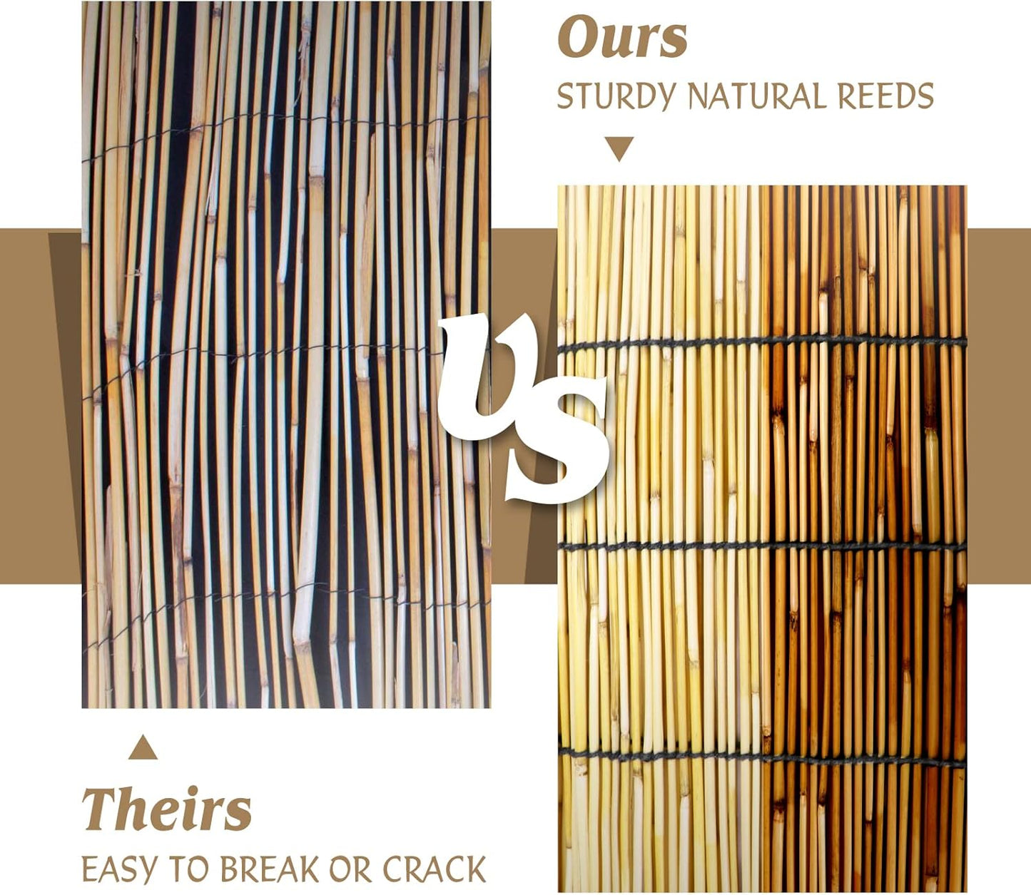 Natural Reed Fencing Rolls,6FT X 16.4FT Reed Screen Curtain Fence Covering Privacy Bamboo for Outdoor Backyard Patio(Stripy)