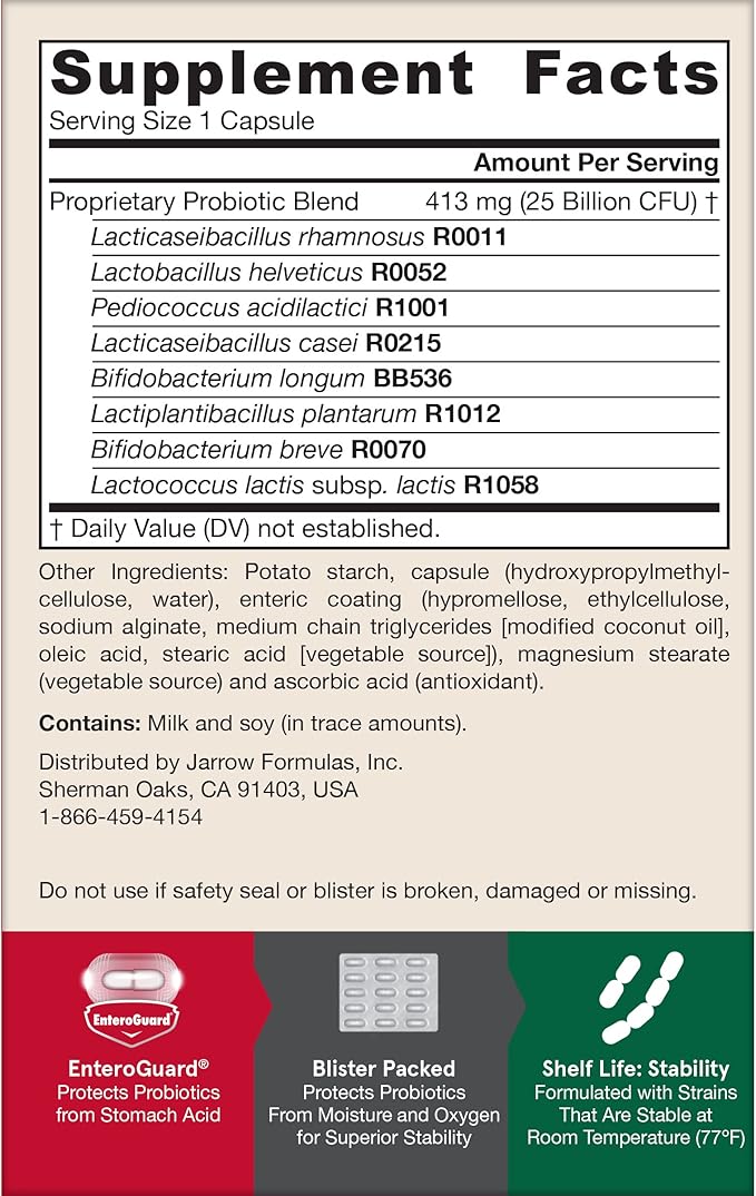 Jarrow Formulas Jarro-Dophilus EPS Gut Restore 25 Billion 8 Clinically-Studied 30 Veggie 30 Day