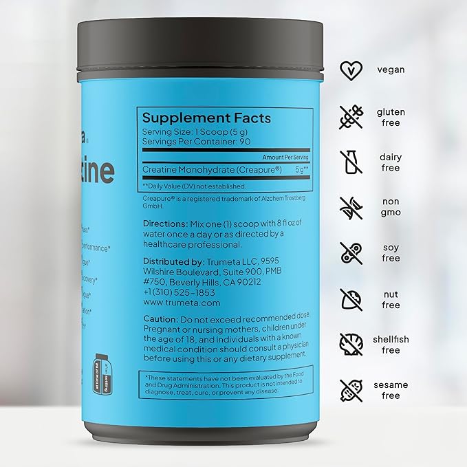 Creatine Monohydrate Powder Maximize Your Workouts, Recovery, & Muscle Growth with Vegan Creatine - Pure Creatine Supplement for Steady, All-Day Energy and Focus - 90 Servings