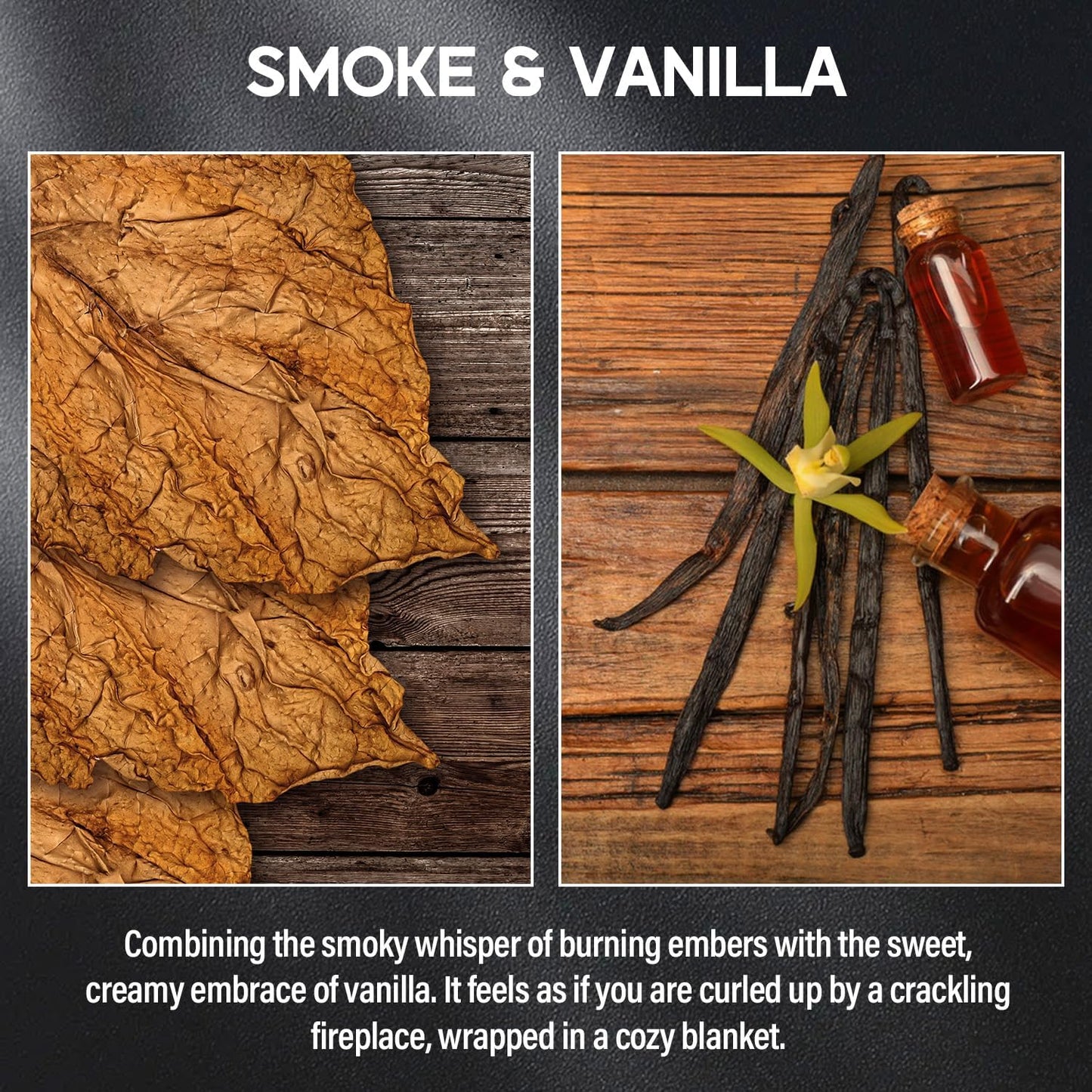 Smoke & Vanilla Candle, 9oz Scented Candle for Men, Scented Candles for Home, Gifts for Men, Personalized Blessing Minimalist Men's Gifts