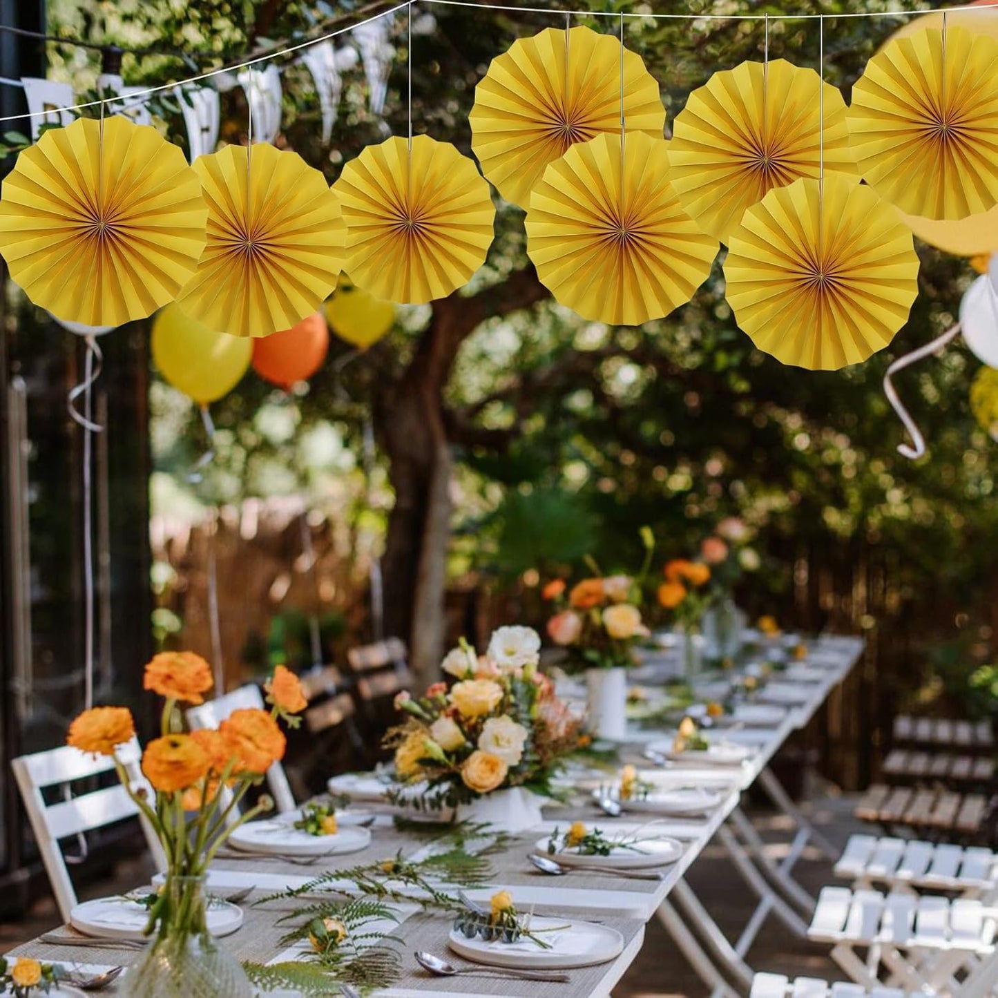 BARTHEW Yellow Birthday Decorations,DIY Yellow Paper Fans Hanging Decoration ,Party Supplies Party Fans 12in, Wedding Graduation Events Accessories 30 Color DIY Set (Yellow)
