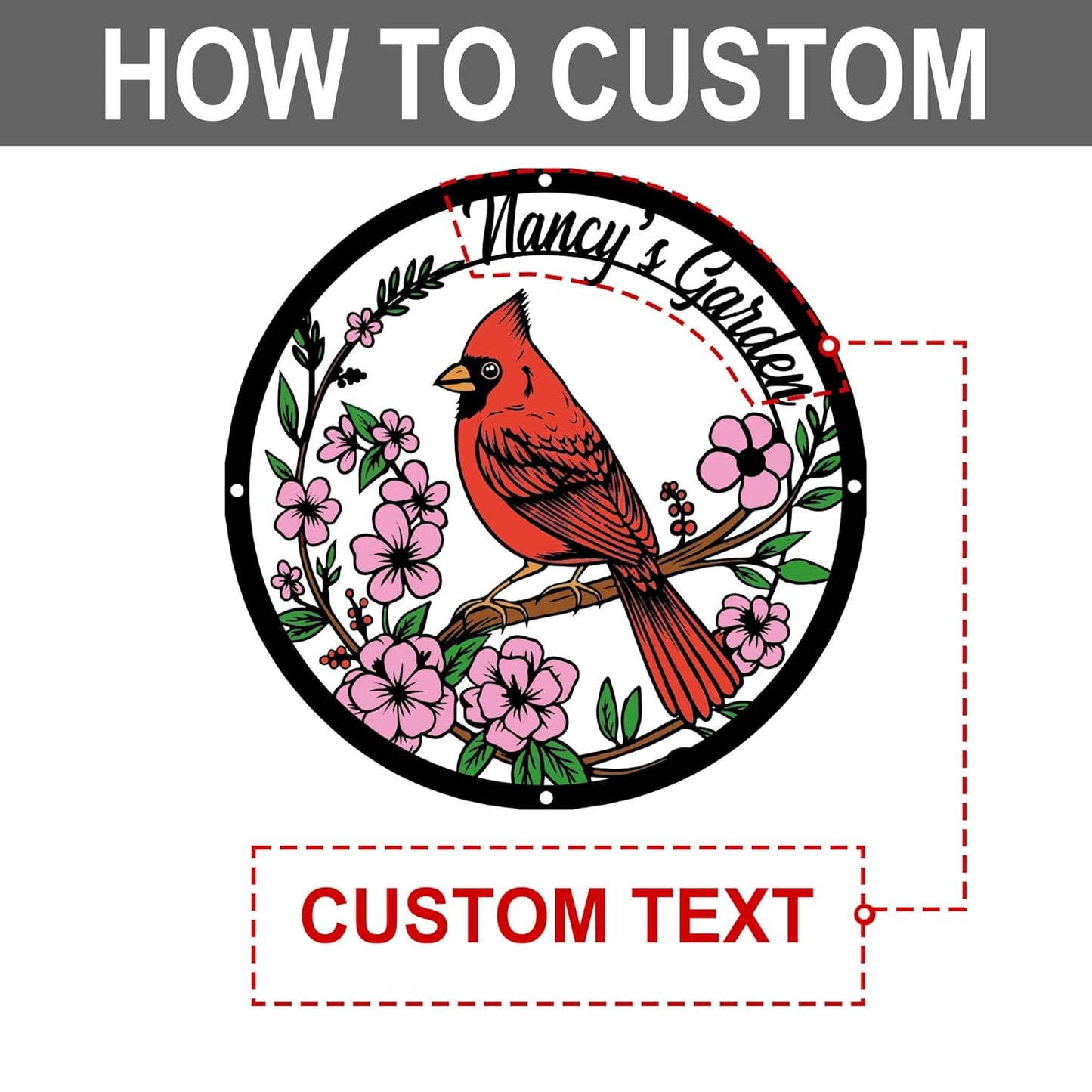 Personalized Name Garden Cardinal Metal Signs with Stake, Custom Family Name Yard Decor for Outdoor Outside, Cardinal Lawn Patio Stake Gardening Enthusiasts Grandmothers Gift