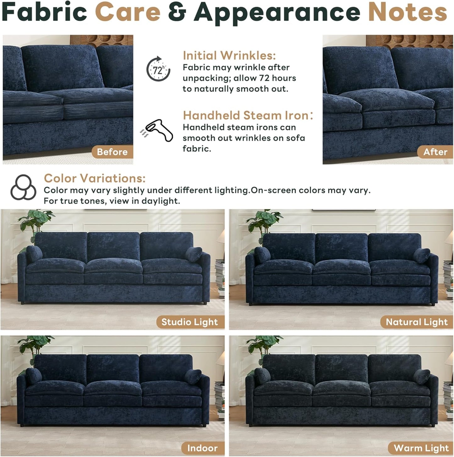 Tbfit Modern Couch Sofa, 89" Cloud Couch w/Pillows, Pocketed Spring Seat, Comfy 3-Seater Plush Foam Cushions, Chenille Fabric Removable Covers, Soft Upholstered Living Room Furniture Home Apartment