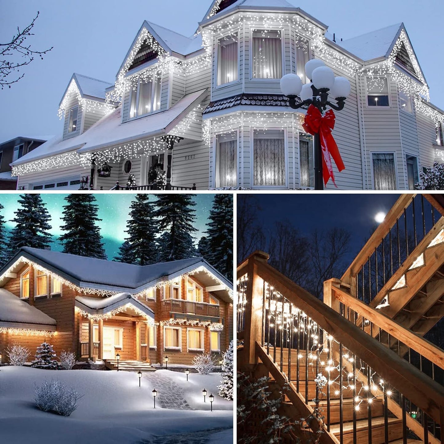 Icicle Lights Outdoor, 40Ft White Christmas Lights with 81 Drops and 432 LED Icicle Drops, Remote and Timer Controlled, Perfect for House Eaves and Wedding Decor, Pure White