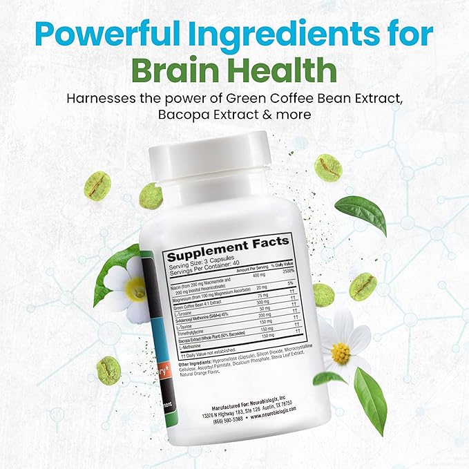 Full Focus™ 120 Capsules – Comprehensive Brain Supplement for Optimal Memory, Focus & Cognition – Brain Support Supplement to Promote Enhanced Mood, Relaxation, Dopamine Balance & More