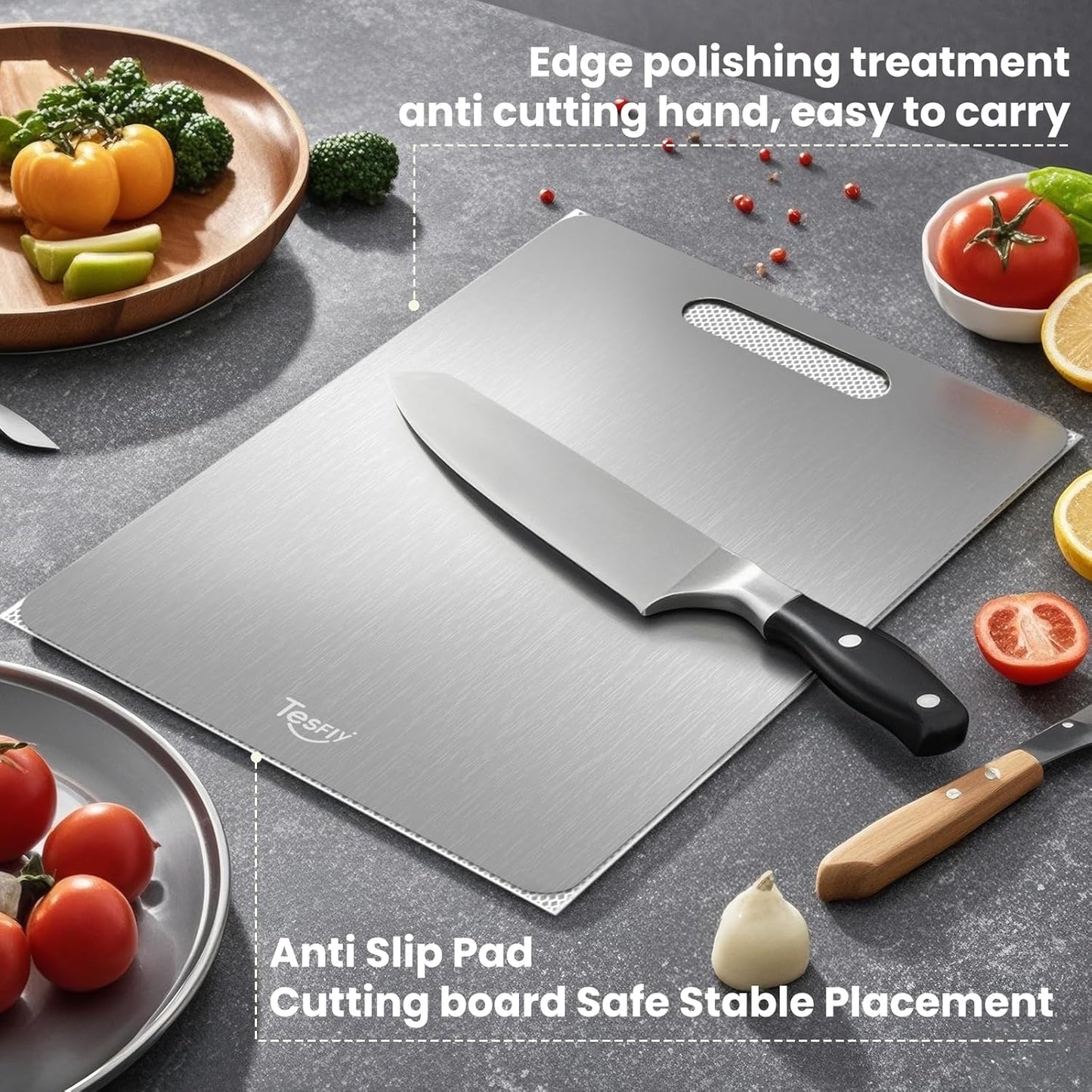 New Titanium Cutting Board - 100% Pure Titanium Cutting Boards For Kitchen,Easy to clean, Double-sided food-grade Cutting Board For Cutting Meats, Fruits And Vegetables(18 * 12)