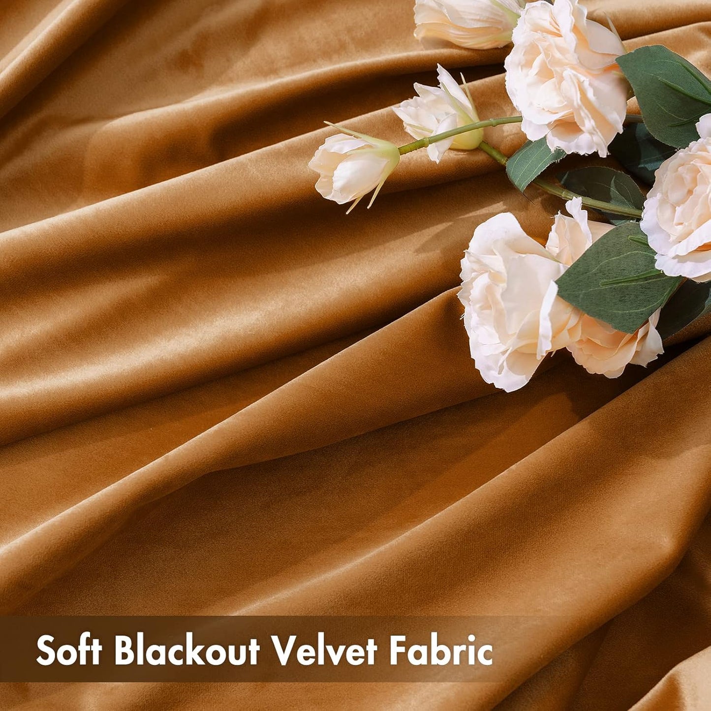 MIULEE Gold Brown Velvet Curtains Thermal Insulated Blackout Curtain Fall Drapes for Bedroom Living Room Darkening 84 Inches Long Curtains Panels Rod Pocket Set of 2