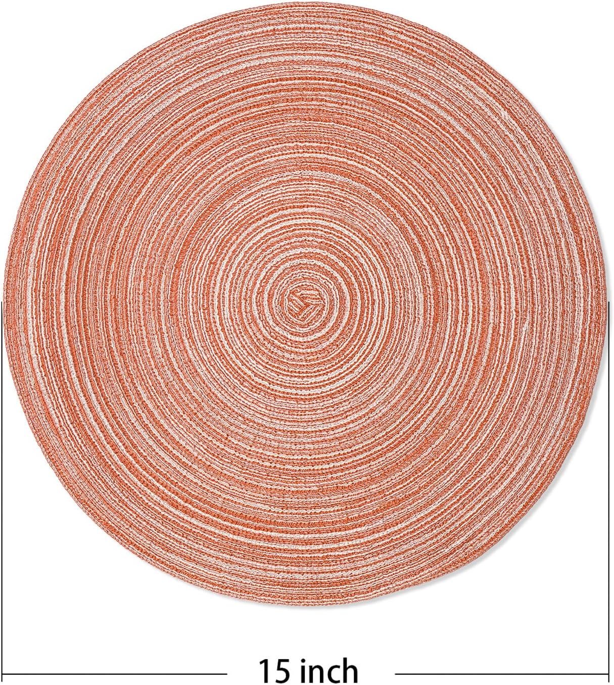 AHHFSMEI Round Braided Placemats Set of 6 Round Table Mats for Dining Tables Natural Woven Heat Resistant Place mats 15 Inch (Light Orange)