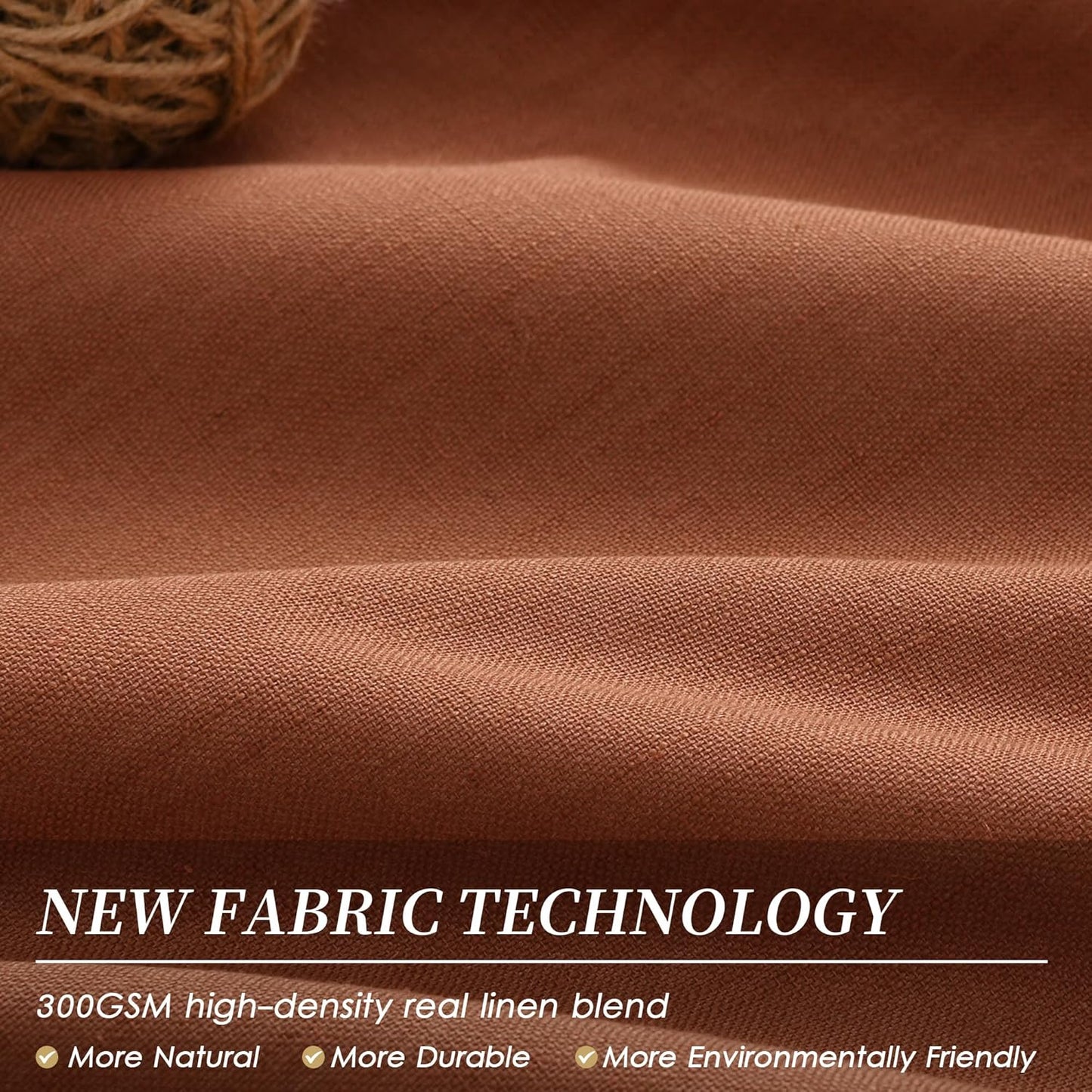 BOODII Terracotta 120 Inch Long Blackout Curtains for Living Room Linen Blend Back Tab Neutral Modern Room Darkening Curtains Thermal Insulated Black Out Curtain for High French Window Burnt Orange