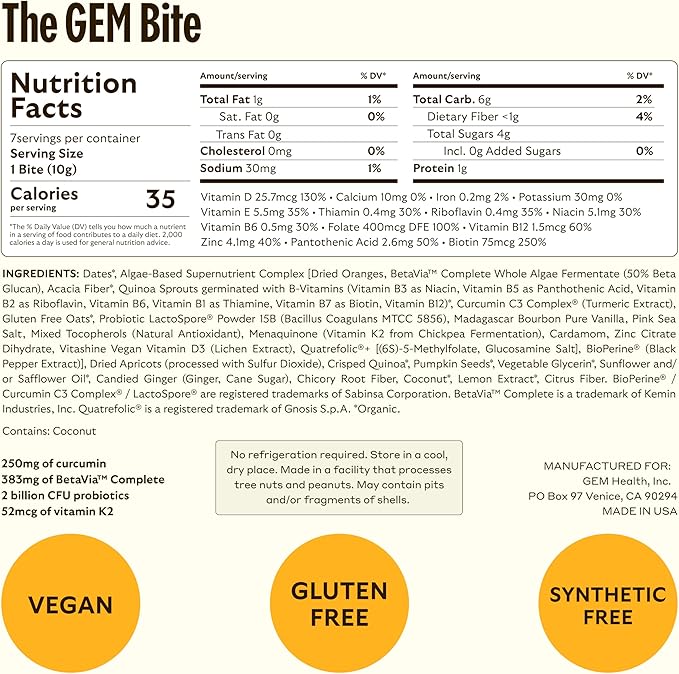 GEM Bite Daily Multivitamin for Women 20+ Vitamins 28 Serving