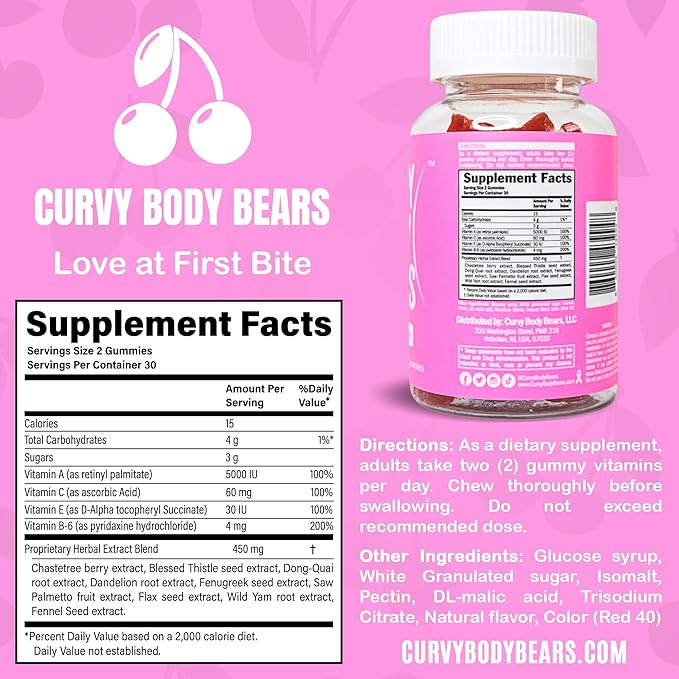 Chest Gummies for Women | Workout Support Gummies | Women’s Fitness Supplement | with Essential Herbs, Vitamins, Multivitamins, Fenugreek, and Ginseng | Berry Flavored | (60 Gummies)