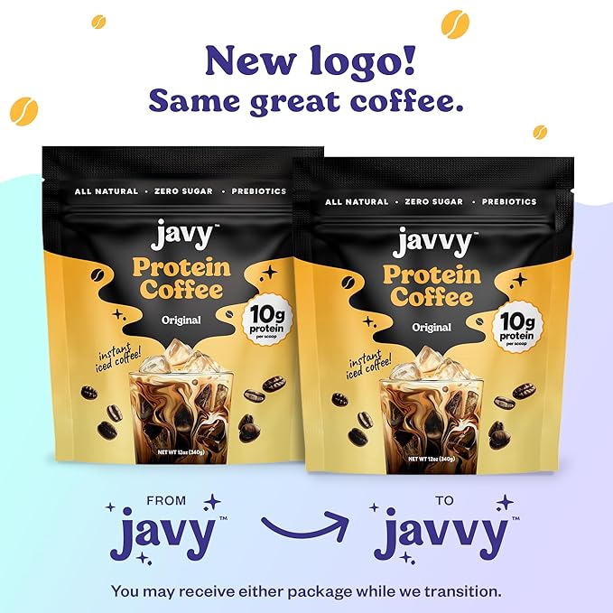 Javy Original Protein Coffee - Premium Whey Protein & Instant Iced Coffee - 100% Arabica Coffee - Zero Artificial Flavors & Sweeteners, 20 Servings