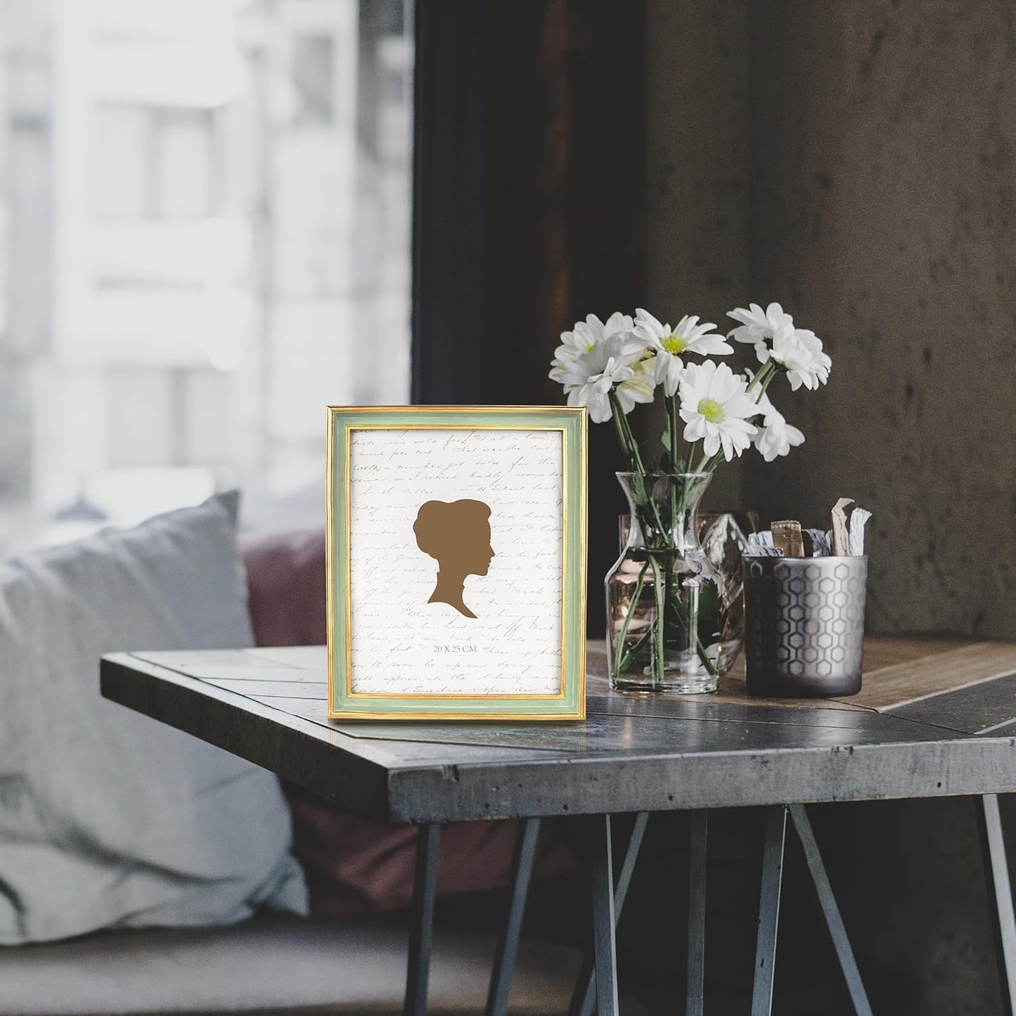 AELS 8x10 Inch Vintage Picture Frame, Elegant Antique Photo Frames with Glass Front, Photo Display, Tabletop Wall Hanging, Gift Ideas, Sage Green with Gold Trim