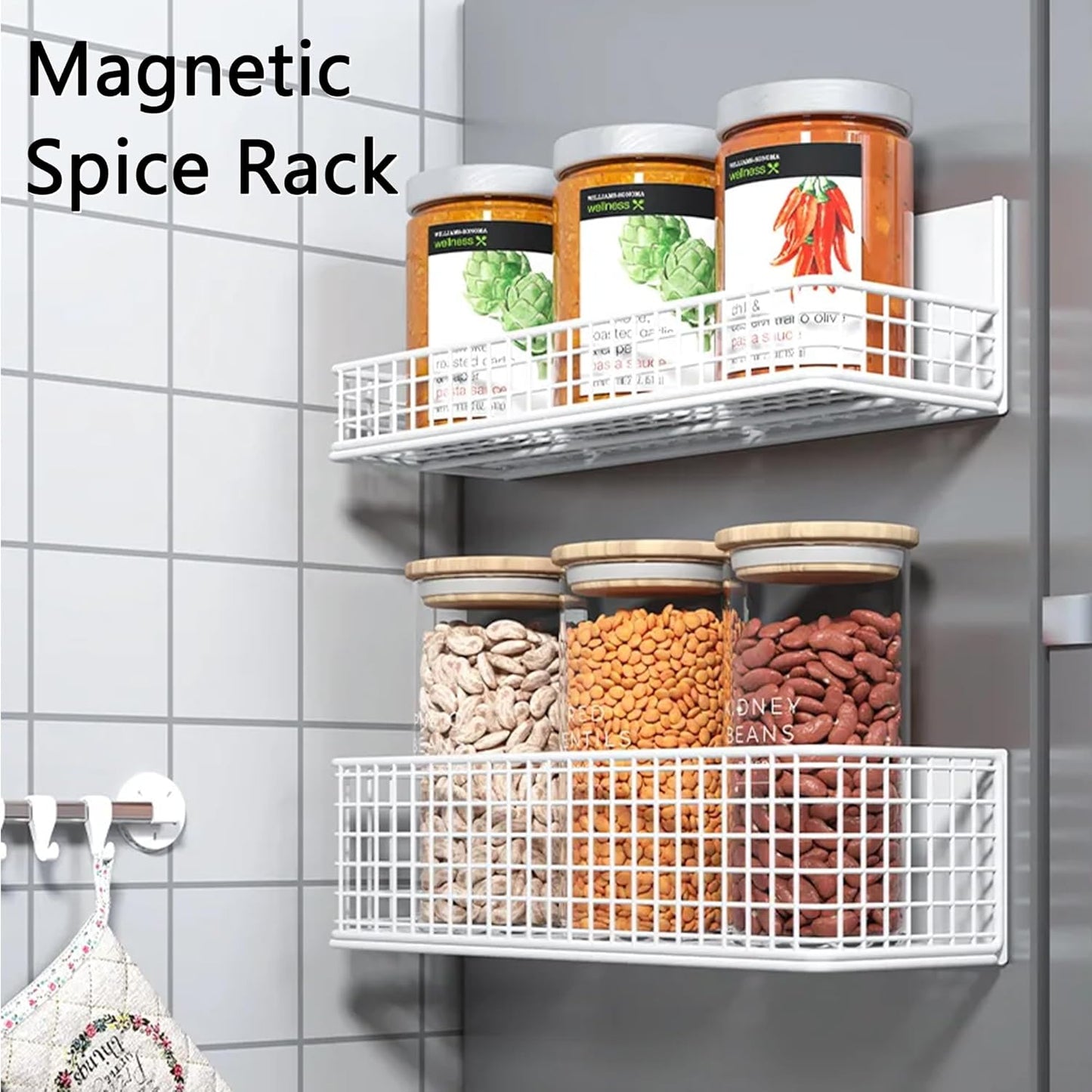 Magnetic Basket Magnetic Fridge Organizer Magnetic Pencil Holder Whiteboard Accessories Home Kitchen Organization (Black-High)