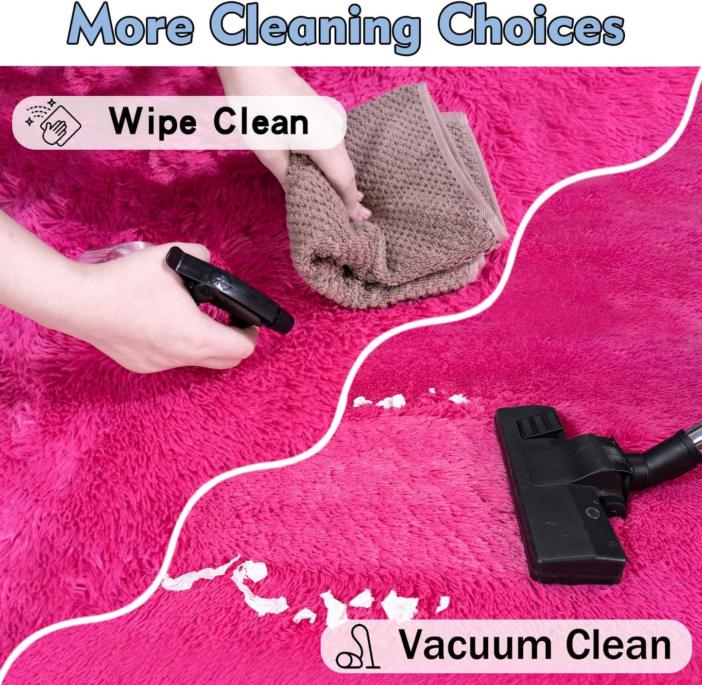 Rezutan Ultra Soft Fluffy Hot Pink Rugs for Bedroom, 4x6 Feet Fluffy Shag Area Rugs for Living Room and Girls Kids Baby Room Decor, Non Slip Nursery Modern Indoor Fuzzy Floor Bedside Carpet