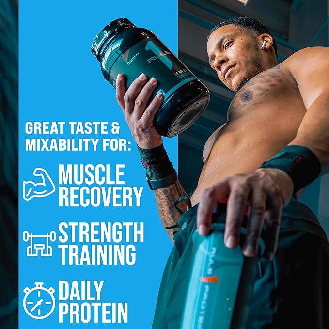 Rule One Proteins, R1 Whey Blend - 24g Fast-Acting Whey Protein Concentrates, Isolates, and Hydrolysates Per Serving, with Naturally Occurring EAAs and BCAAs (10 Pounds*, Vanilla Ice Cream)