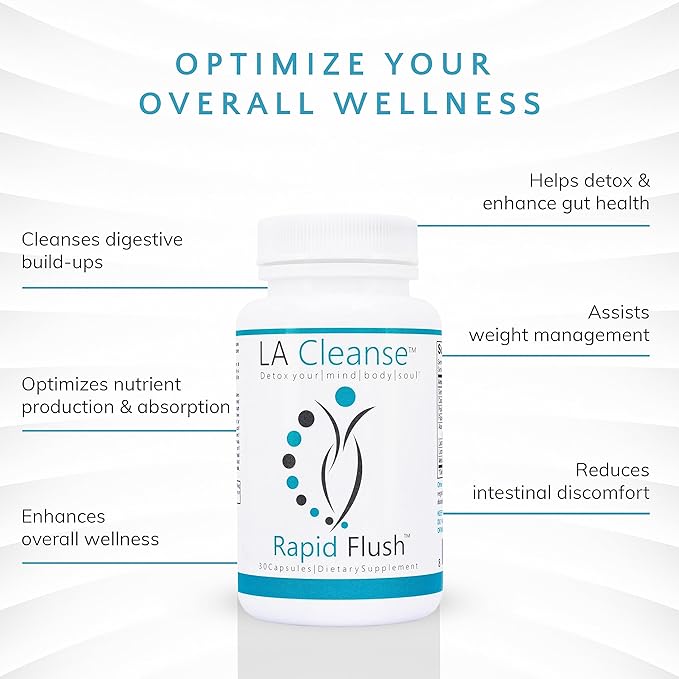 15 Day Cleanse and Detox - Rapid Flush 15 Day Gut Cleanse for Detox, Colon Cleanse, Colon Broom Gut Support - Enhance Digestion with Cascara Sagrada, Senna Leaf, Psyllium Husk - Capsules 30 Count