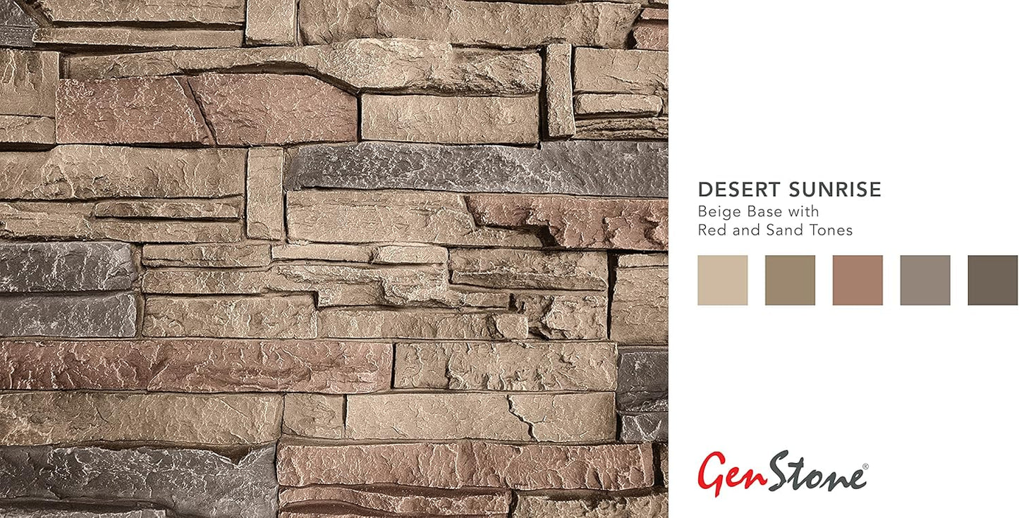 GenStone Faux Stacked Stone Right Corner Panel 12.5" x 11.25" in Desert Sunrise Color for Do It Yourself Friendly Home Improvement Projects
